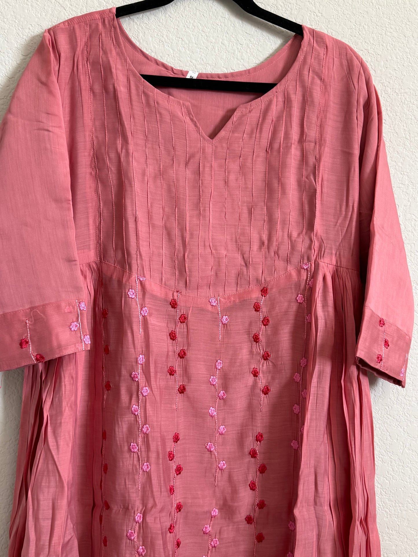 Peach Mul Chanderi A-line Frock Kurti