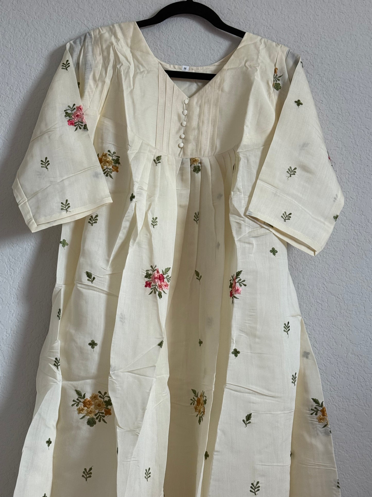 Half White Mul Chanderi A-line Kurti