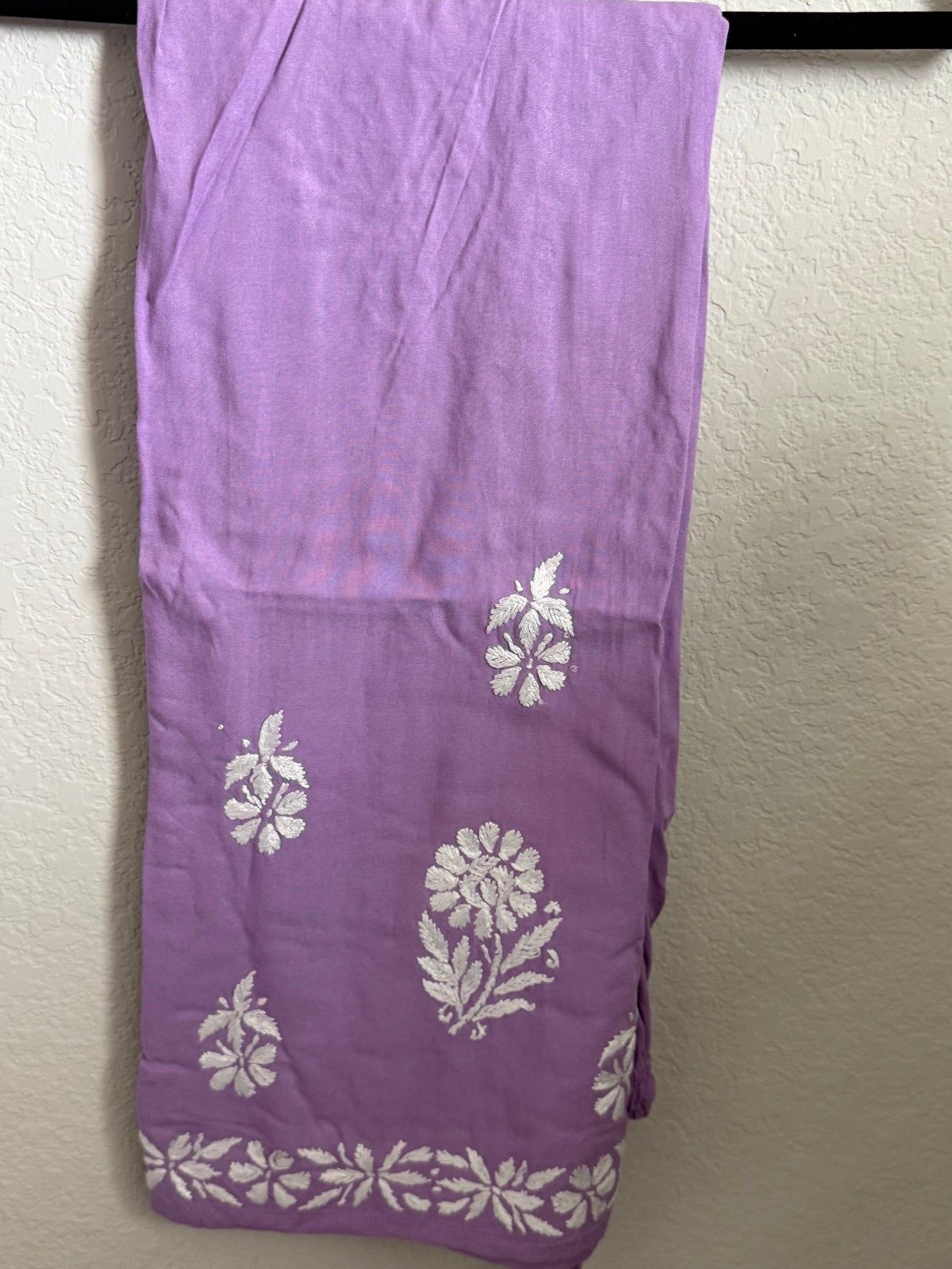 Lavendar Rayon Chikankari Coord Set - Top with Palazzo