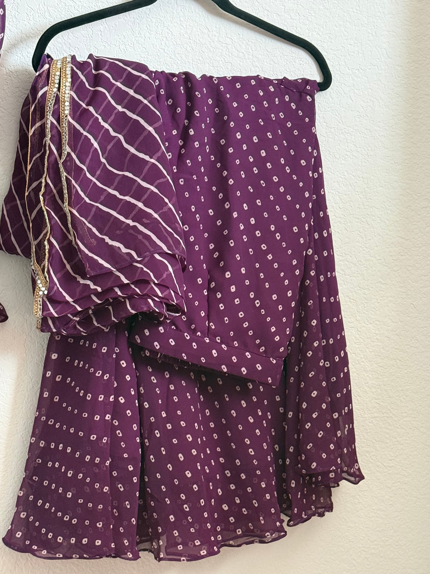 Purple Bandhini Handwork Sharara Set