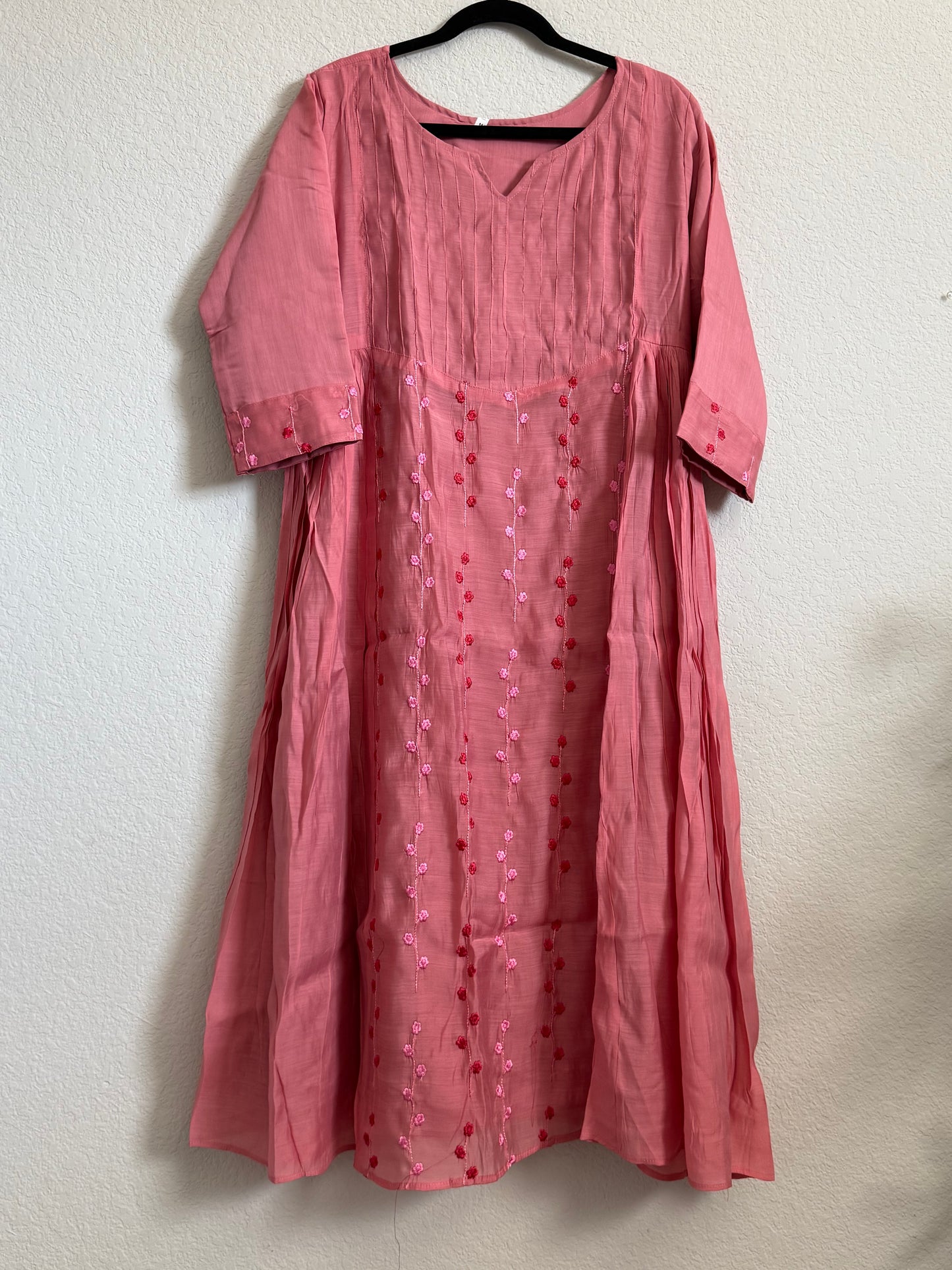 Peach Mul Chanderi A-line Frock Kurti