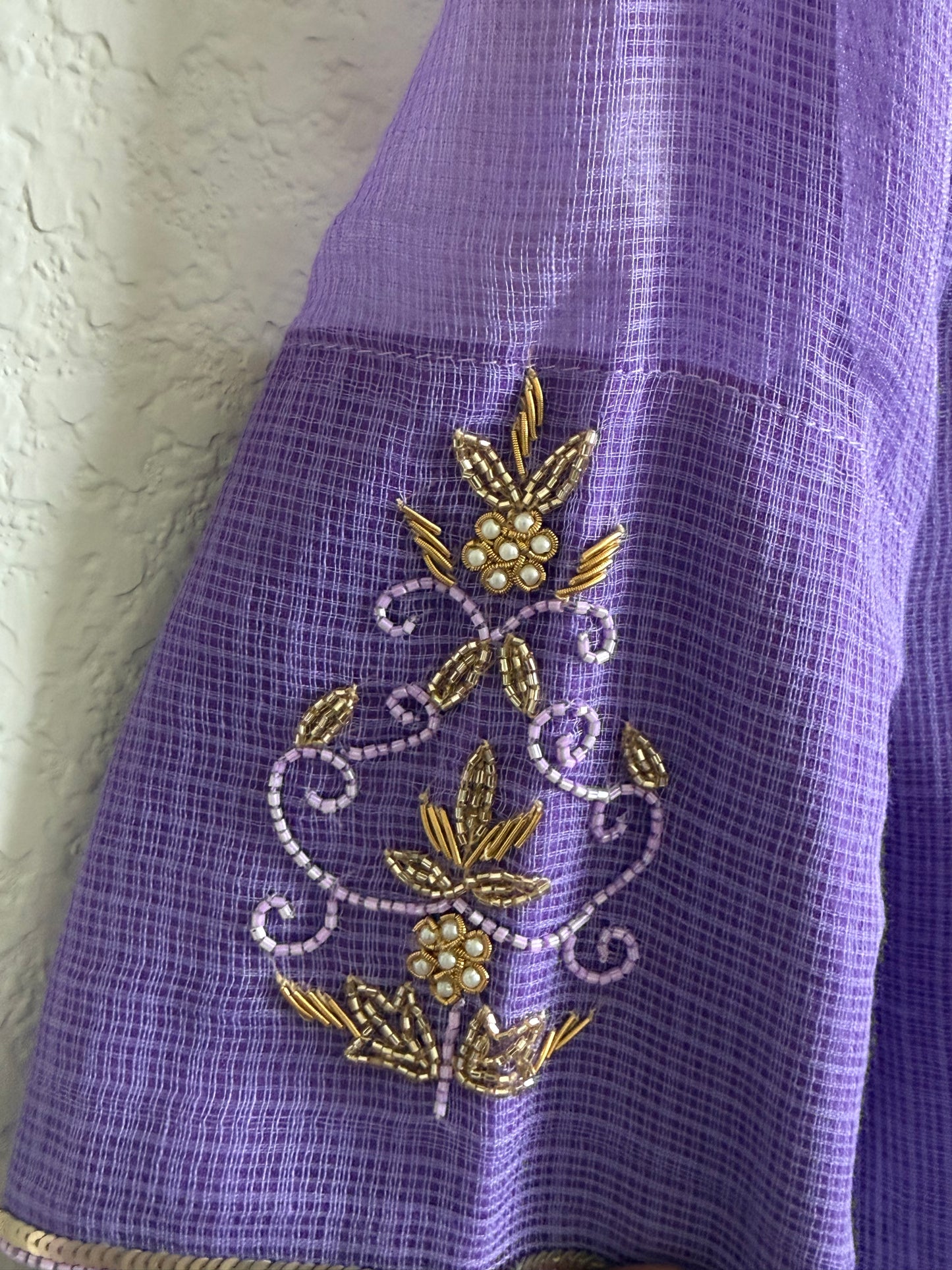 Lavendar Kota Maggam Work Dress