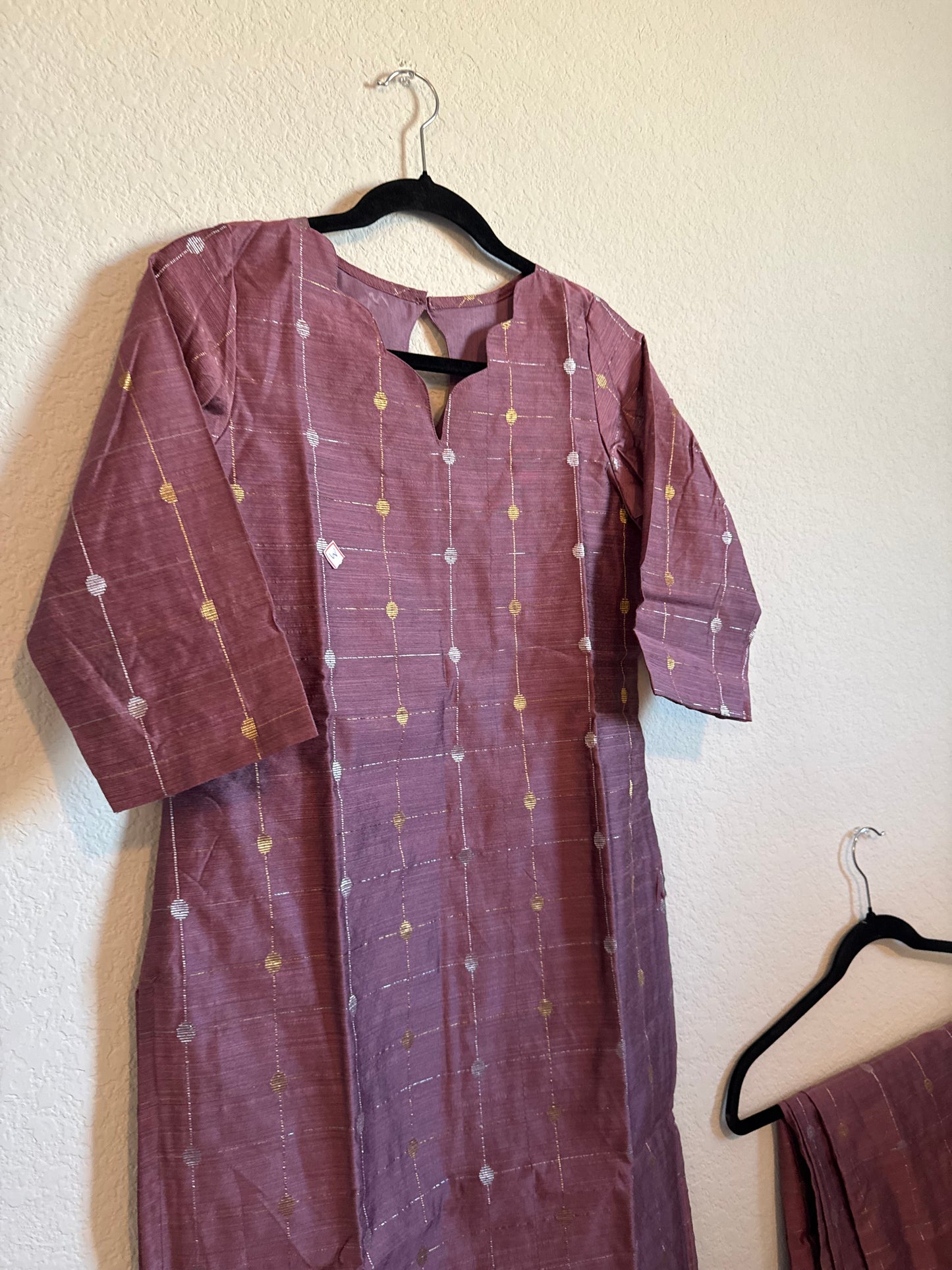 Mauve Raw Silk Customized Festive Coord Set