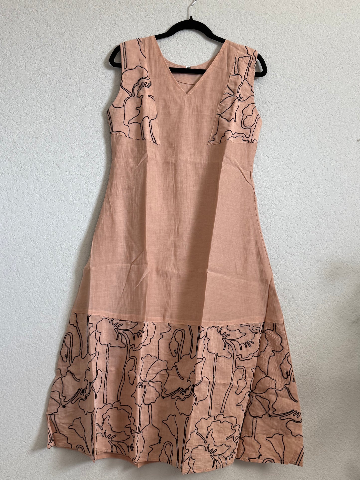 Peach Mul Chanderi Sleeveless A-line Dress