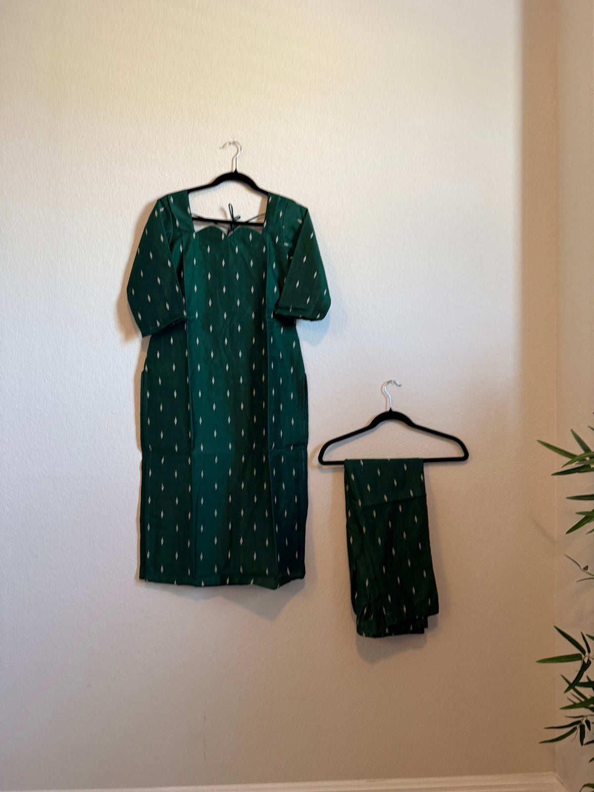 Green Raw Silk Customized Festive Coord Set