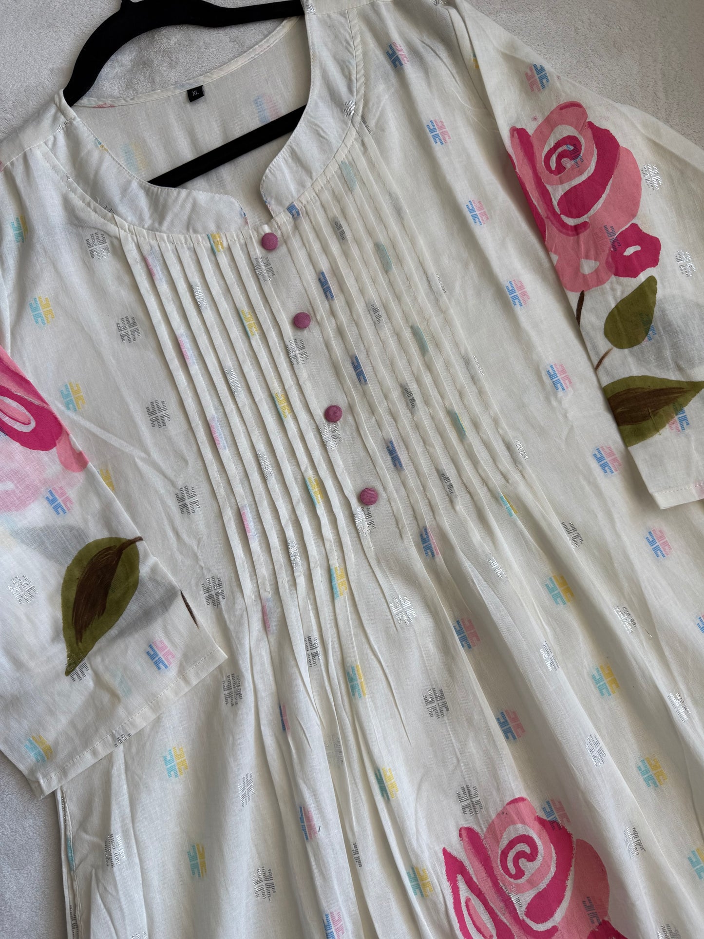 Pure cotton handpainted kurti and pant set