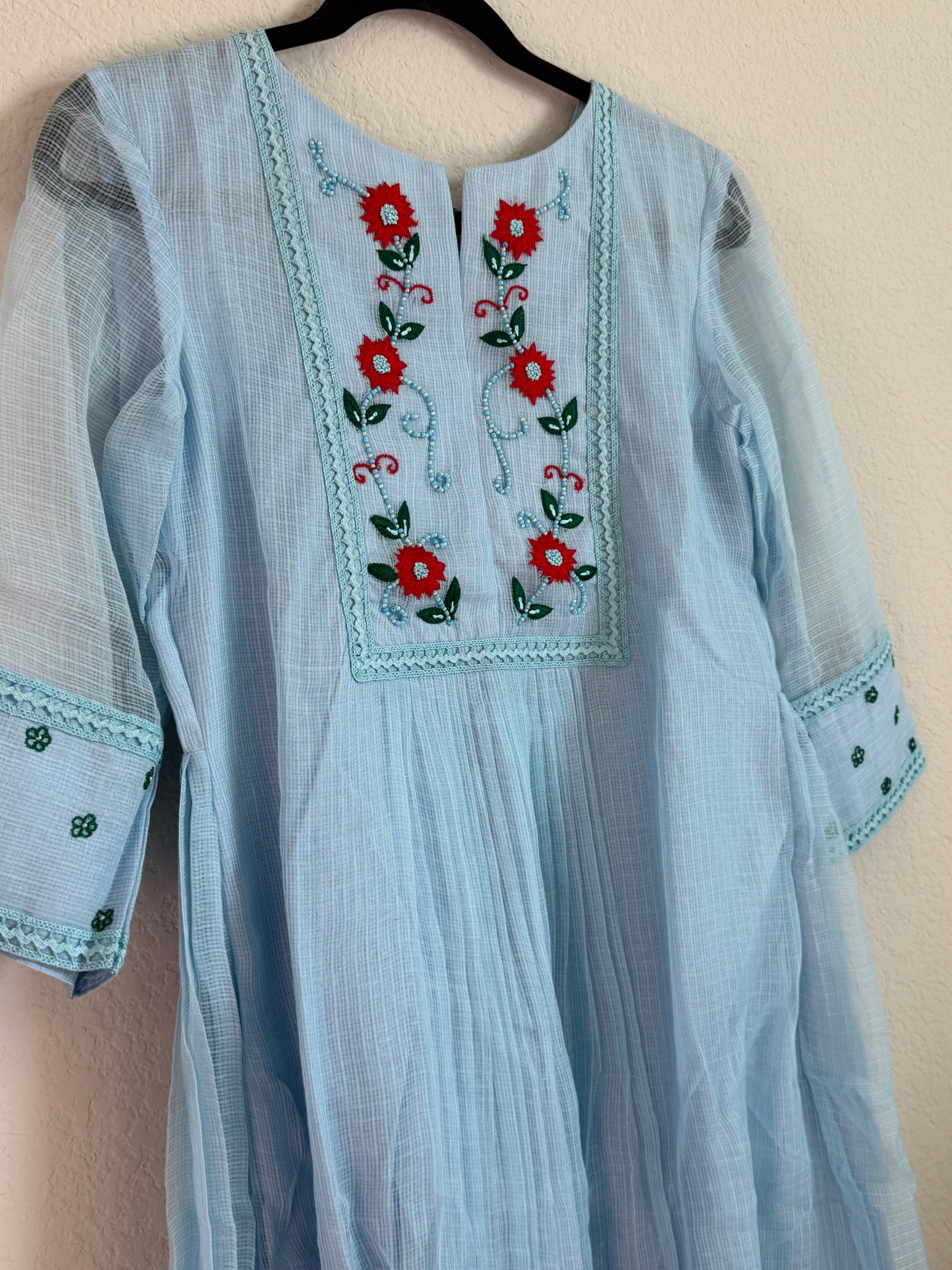 Powder Blue Kota Maggam Work Dress
