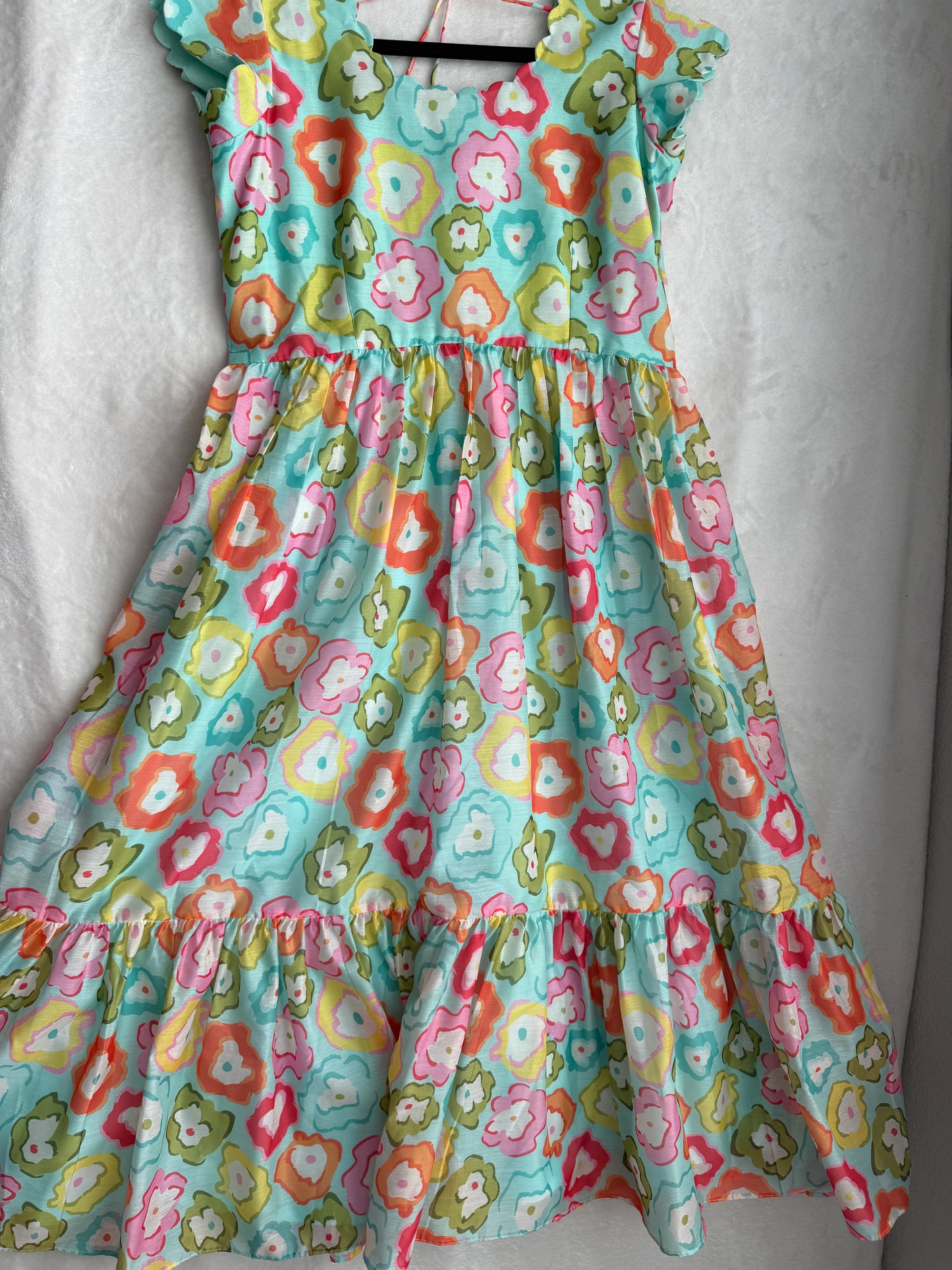 Multicolor doodle themed chanderi midi dress