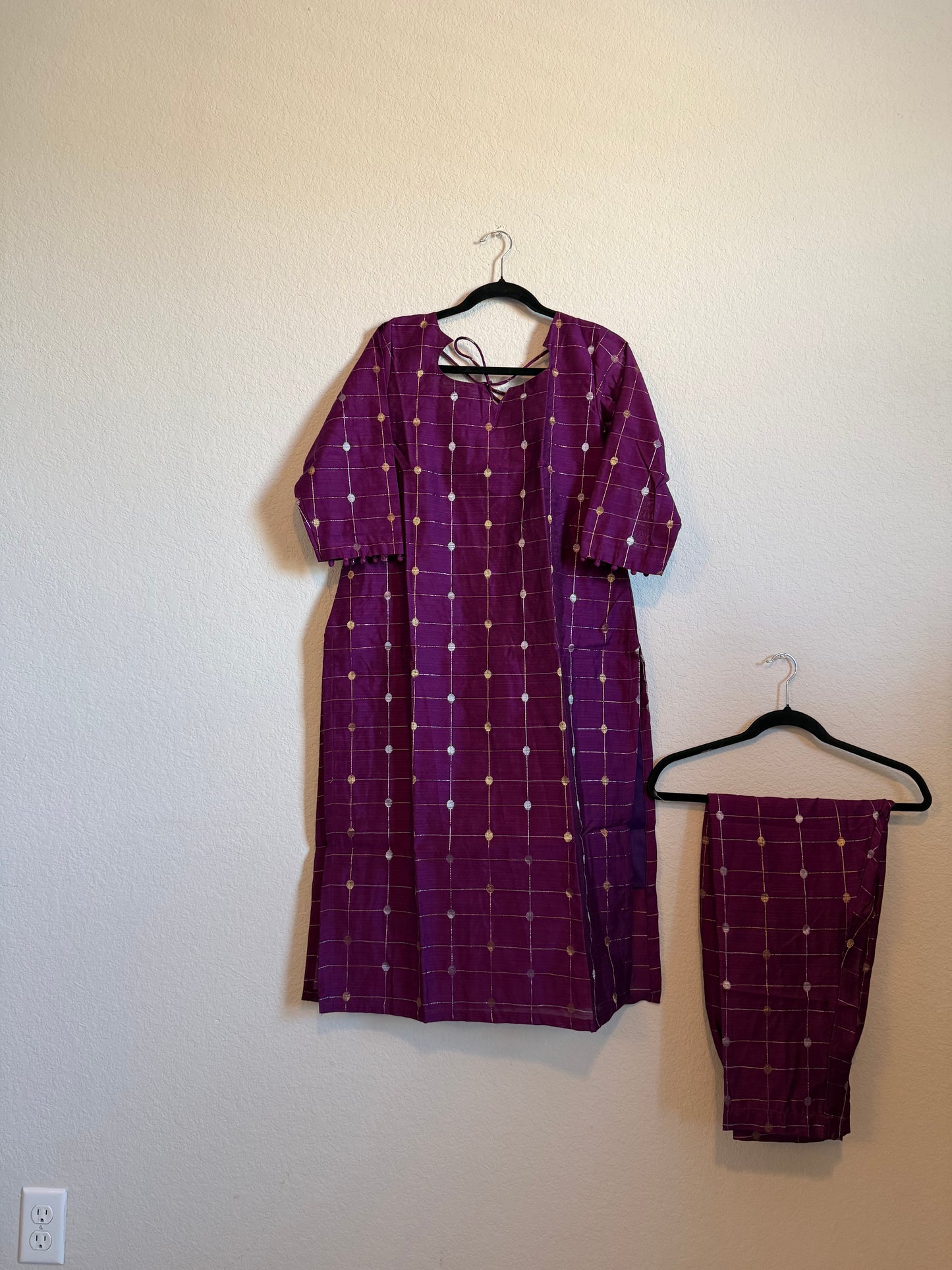 Magenta Raw Silk Customized Festive Coord Set