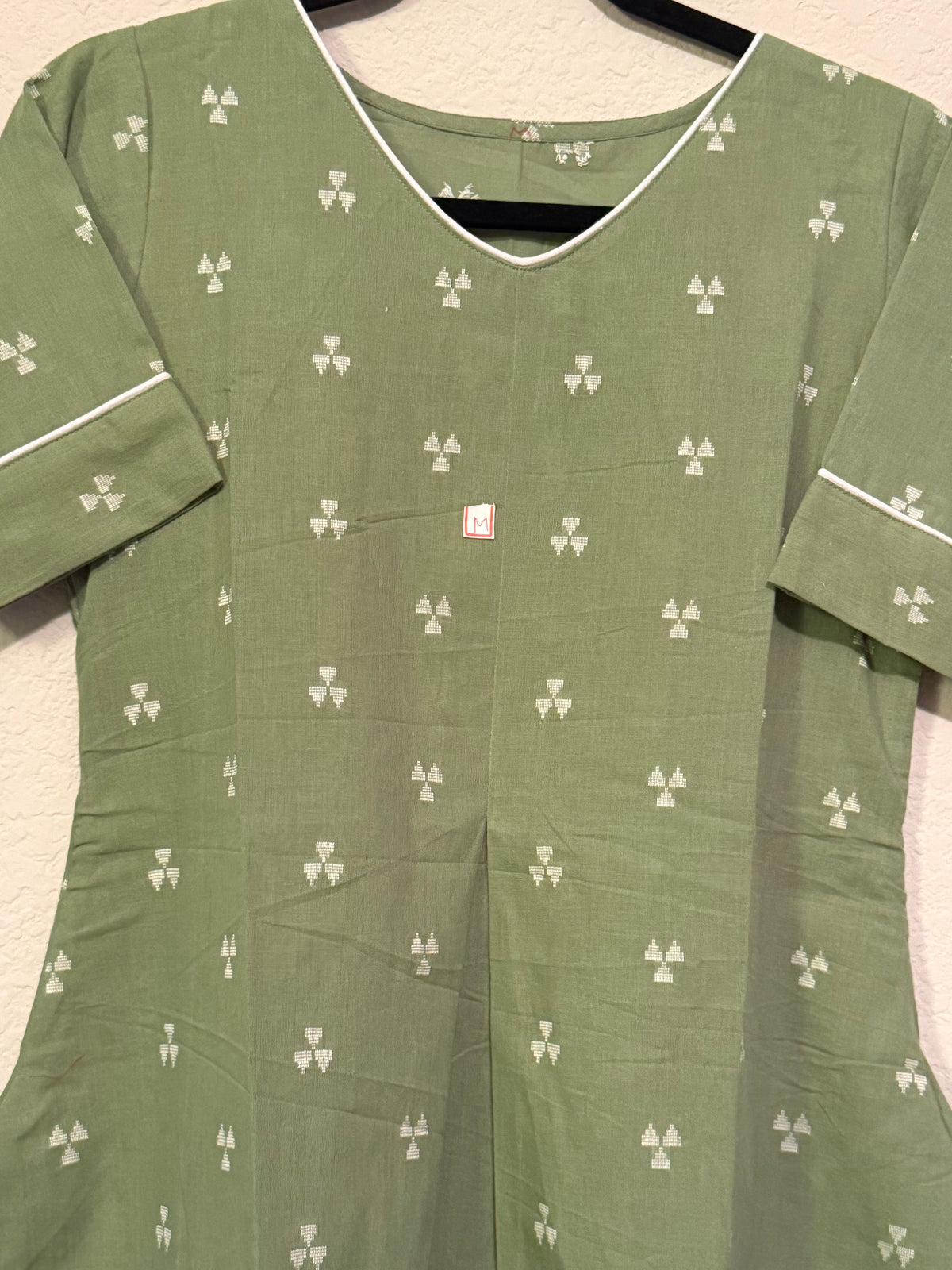 Green Cotton A-line Customized Coord Set