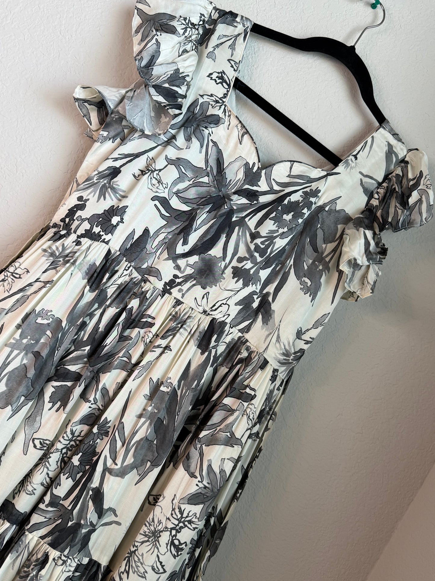 Beautiful half white and gray shade georgette satin frock