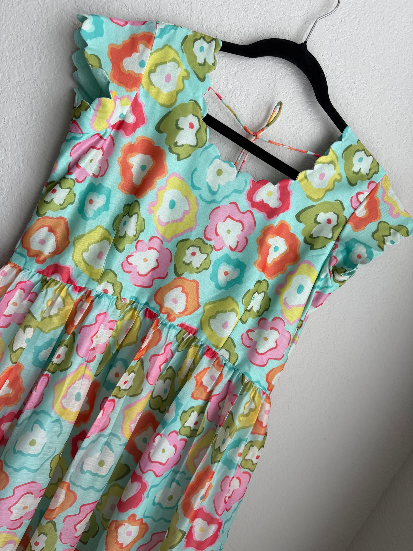 Multicolor doodle themed chanderi midi dress