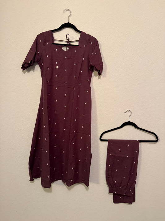 Plum Cotton A-line Customized Coord Set