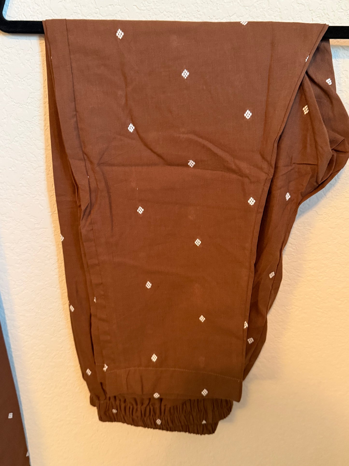 Brown Cotton A-line Customized Coord Set