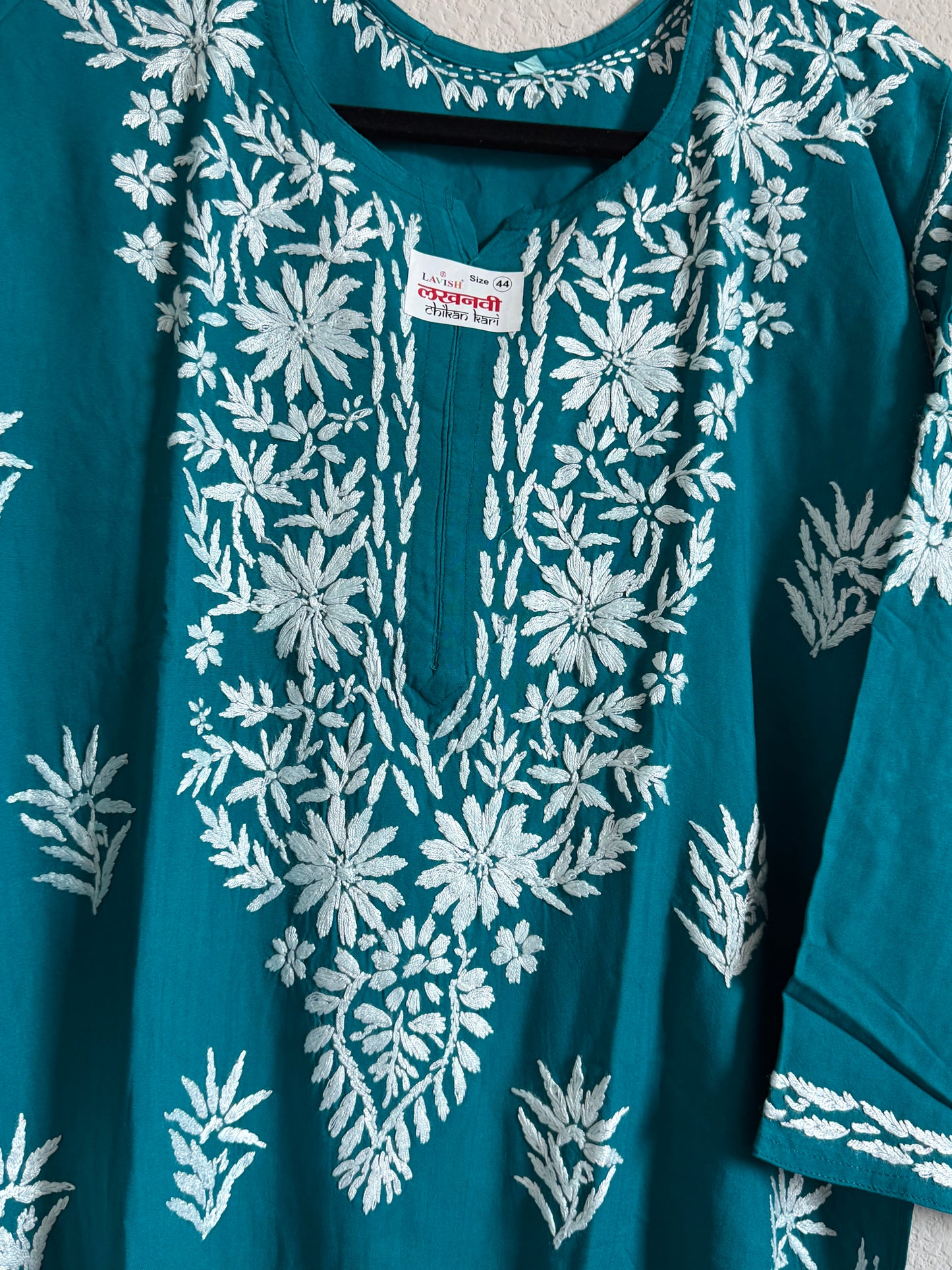 Peacock Green Rayon Chikankari Coord Set - Top with Palazzo