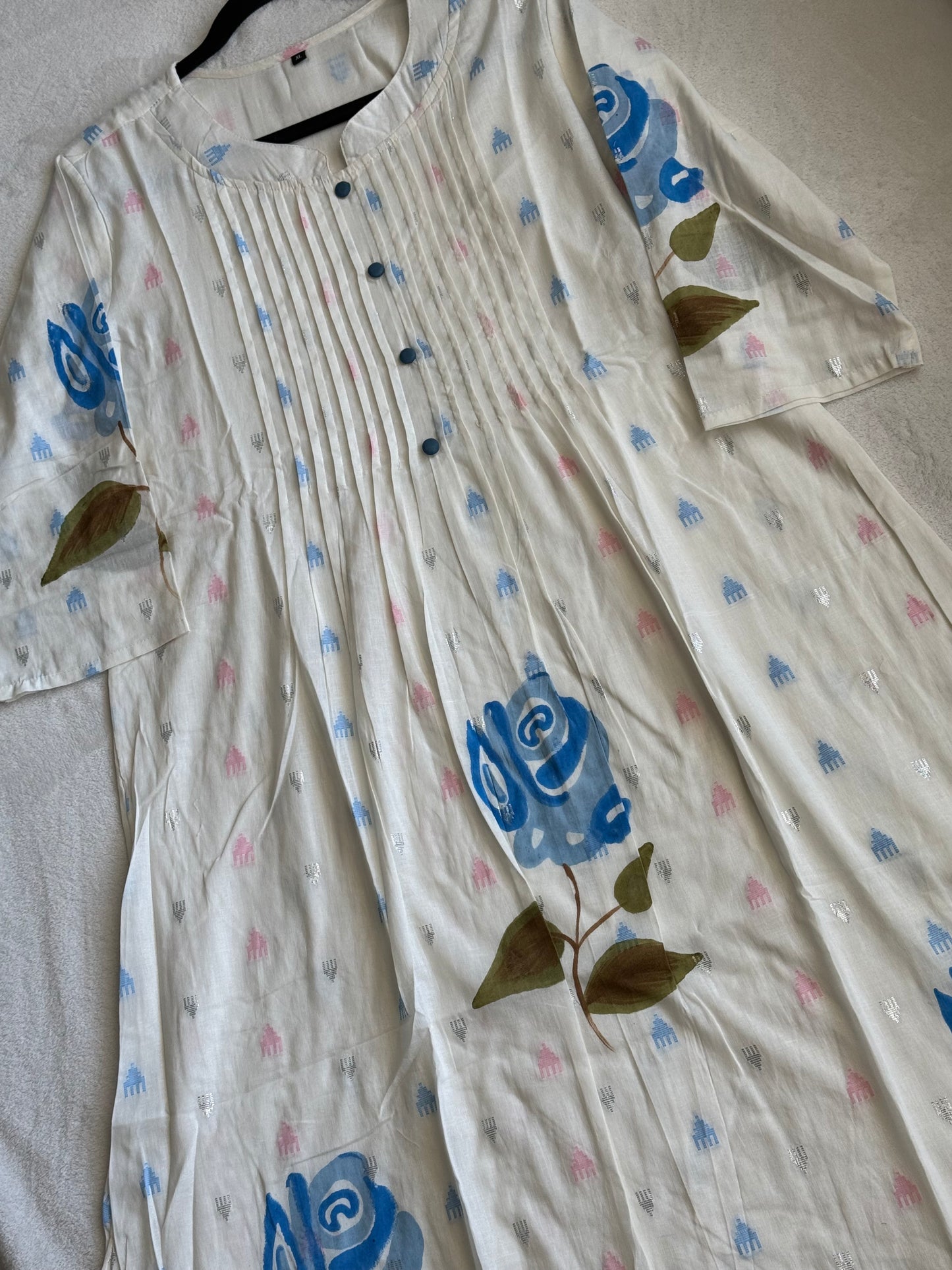 Pure cotton handpainted kurti and pant set