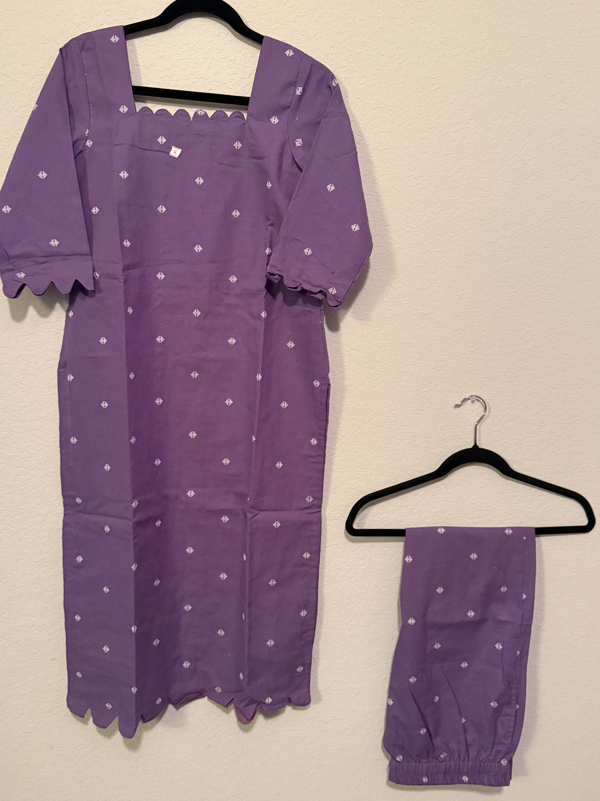 Lilac Cotton Straight Cut Customized Coord Set