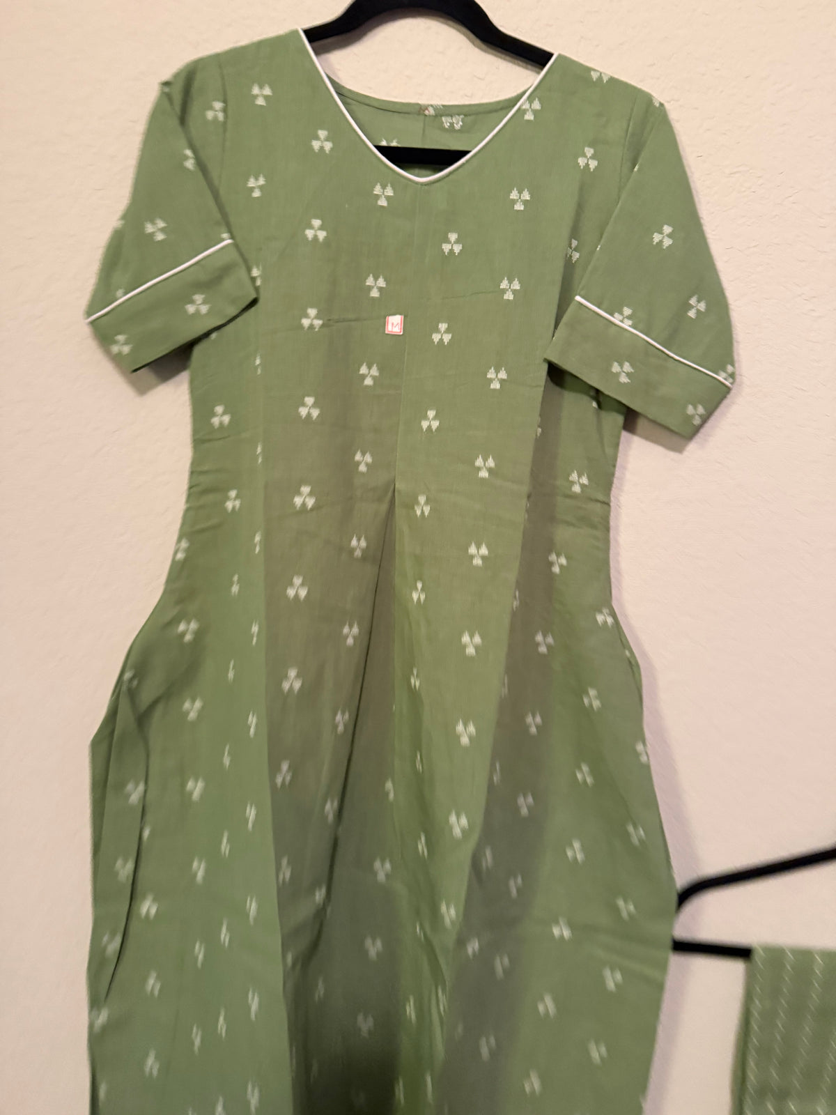 Green Cotton A-line Customized Coord Set