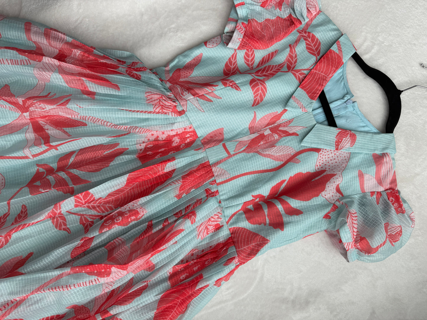 Sky blue floral kota midi dress