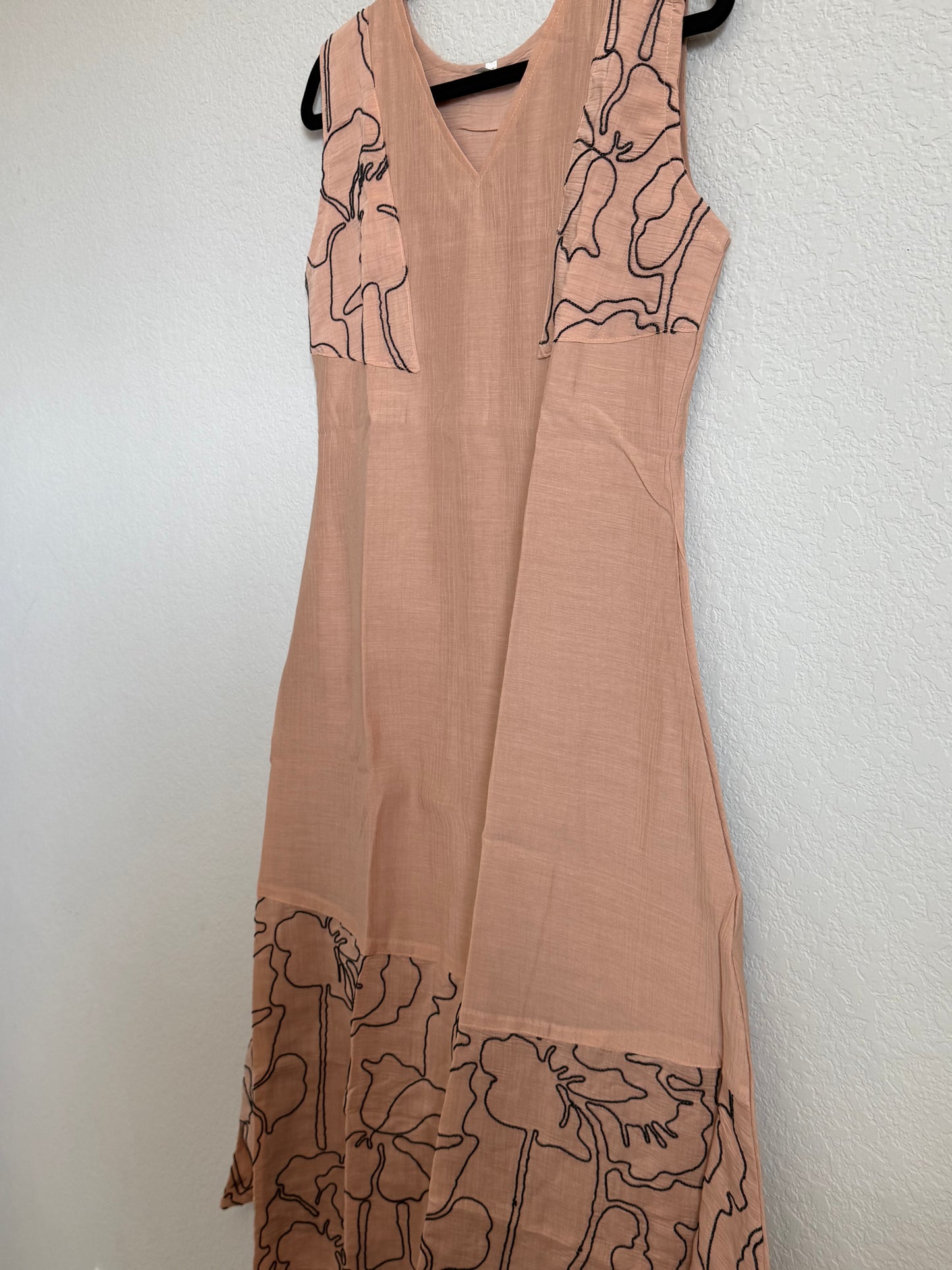 Peach Mul Chanderi Sleeveless A-line Dress
