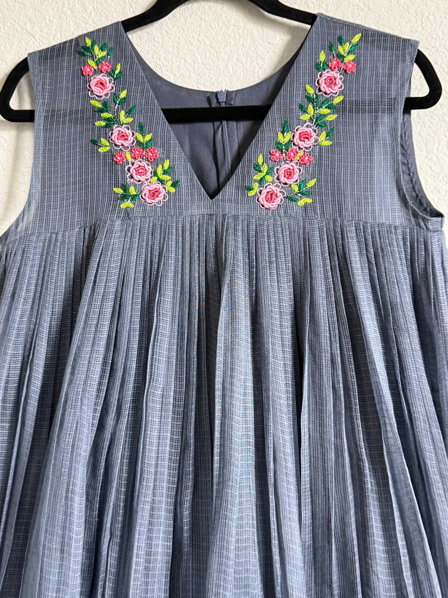 Gray Kota Sleeveless Maggam Work Dress
