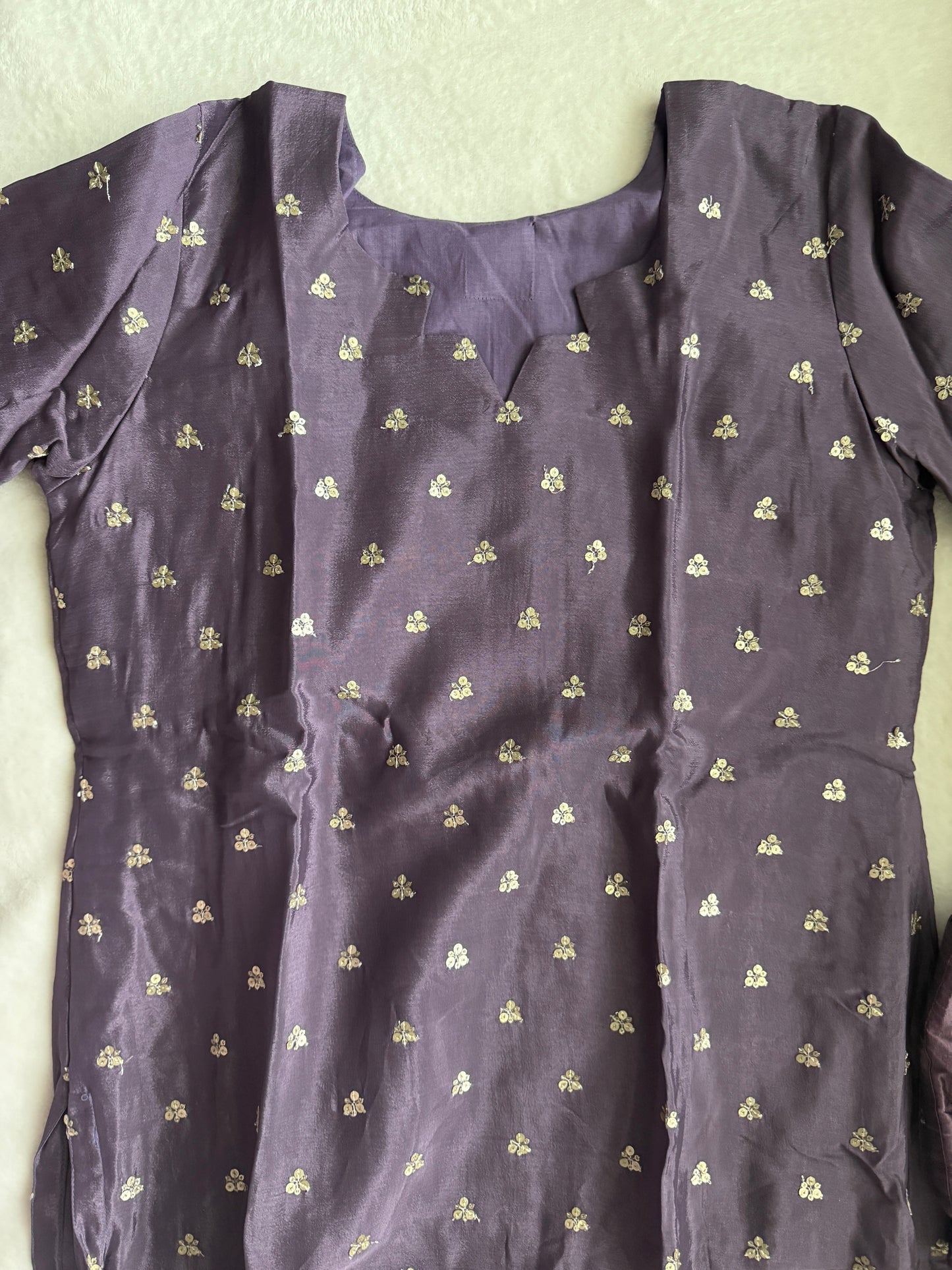 Purple Customized Coord Set – Top with Raw Silk Pant