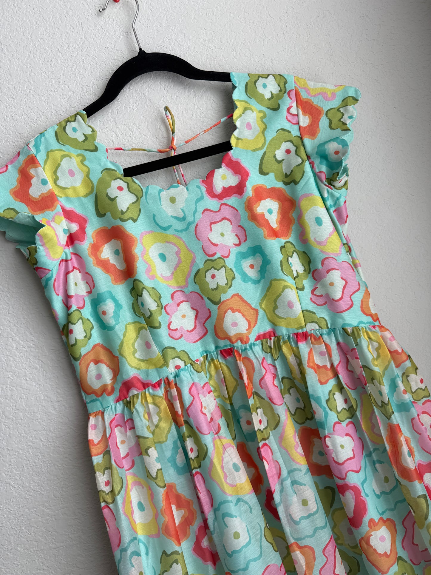 Multicolor doodle themed chanderi midi dress