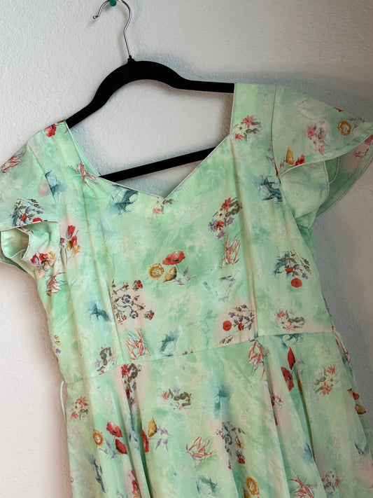 Pista green georgette frock