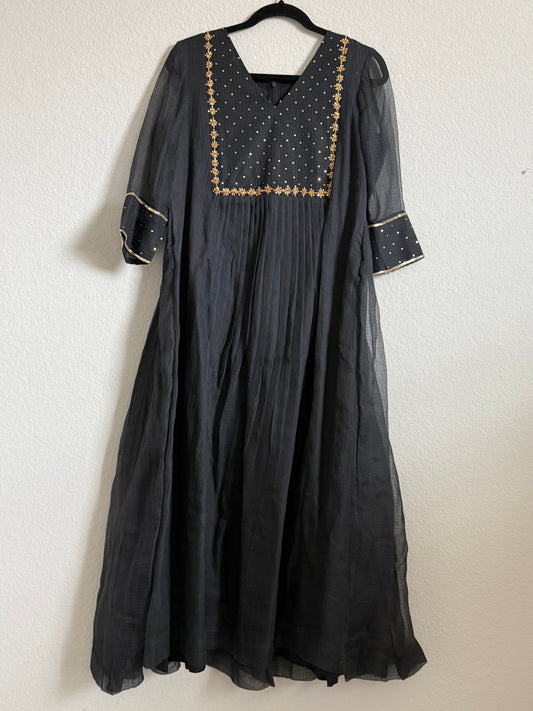 Black Kota Maggam Work Dress
