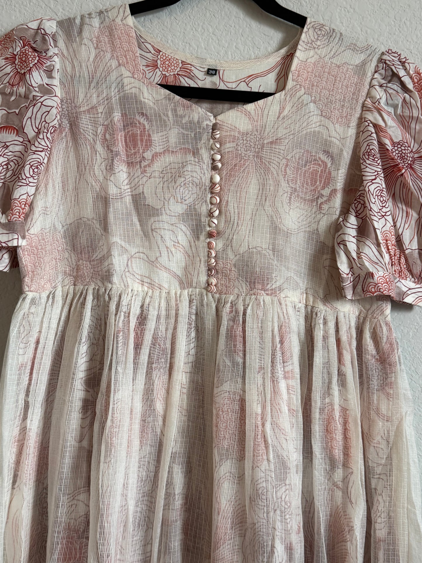 Half white Floral Kota Frock