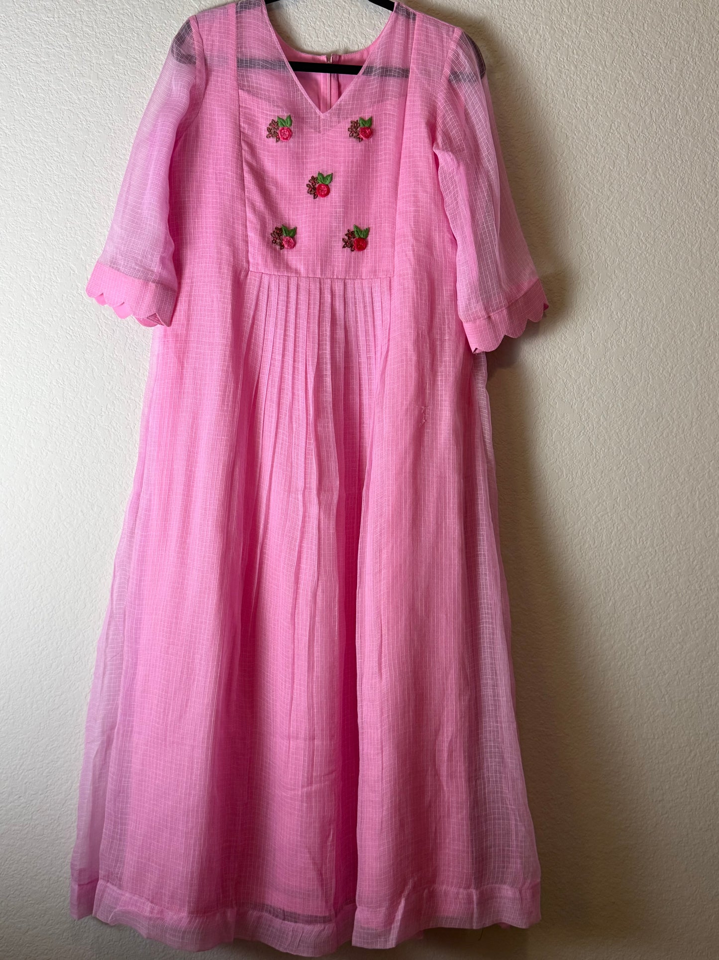 Light Pink Kota Embroidered Dress