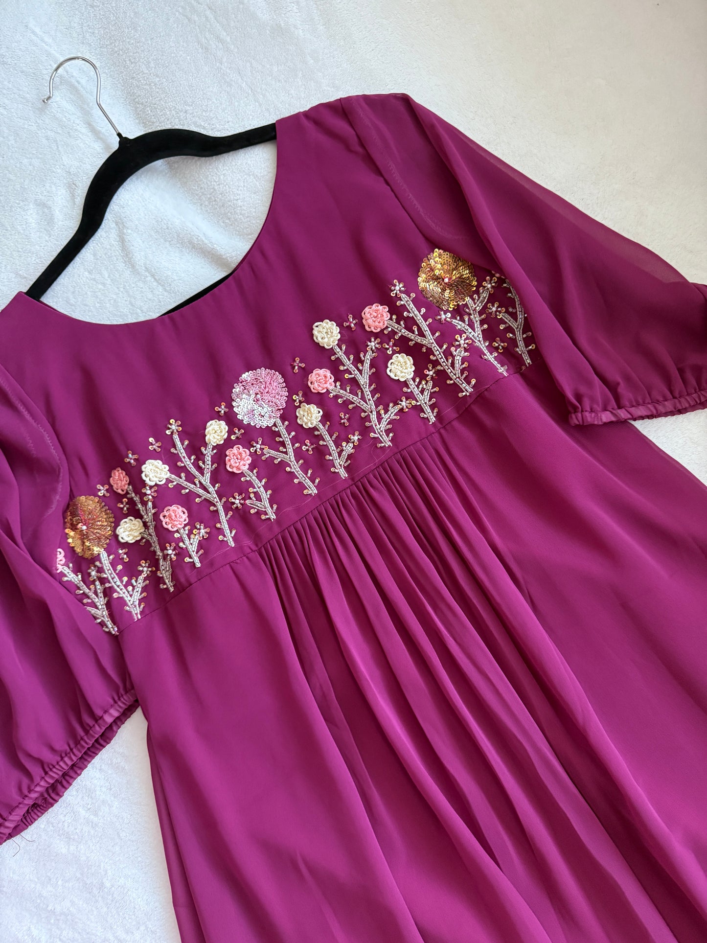 Magenta pink wine customized handwork tunic