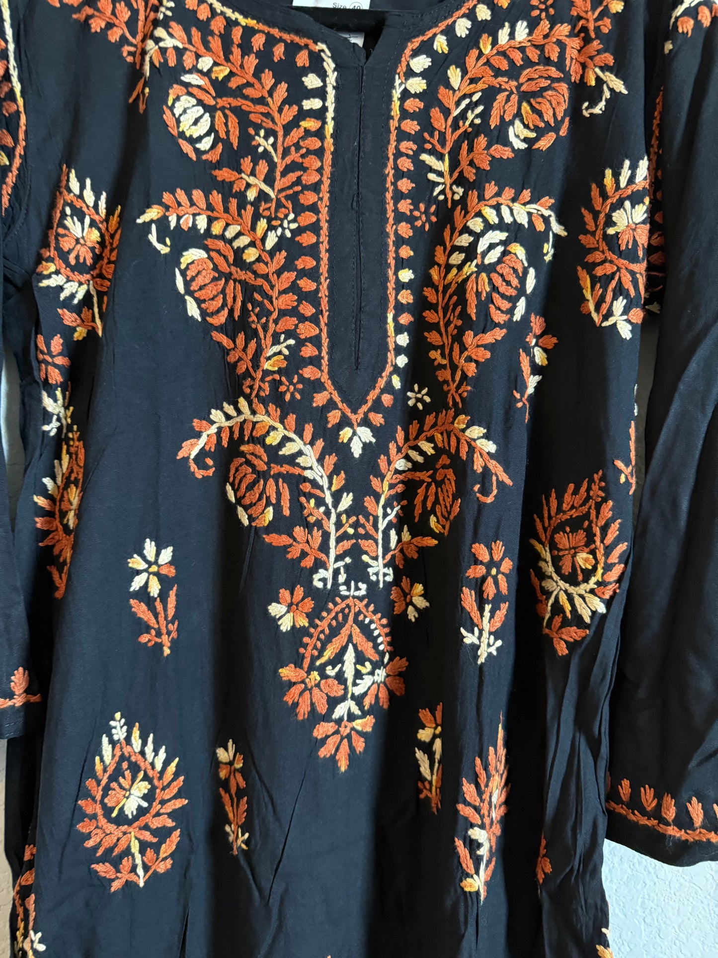 Black with Brown Rayon Chikankari Coord Set - Top with Palazzo