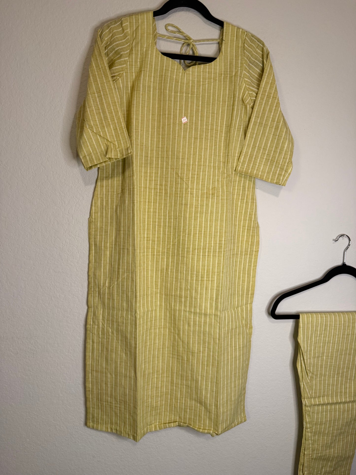 Green Cotton Straight Cut Customized Coord Set