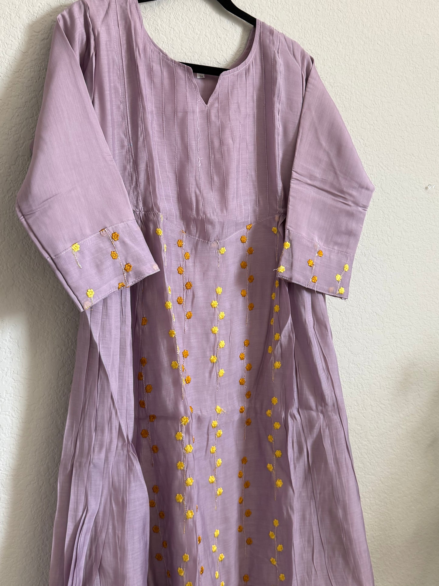 Lilac Mul Chanderi A-line Frock Kurti