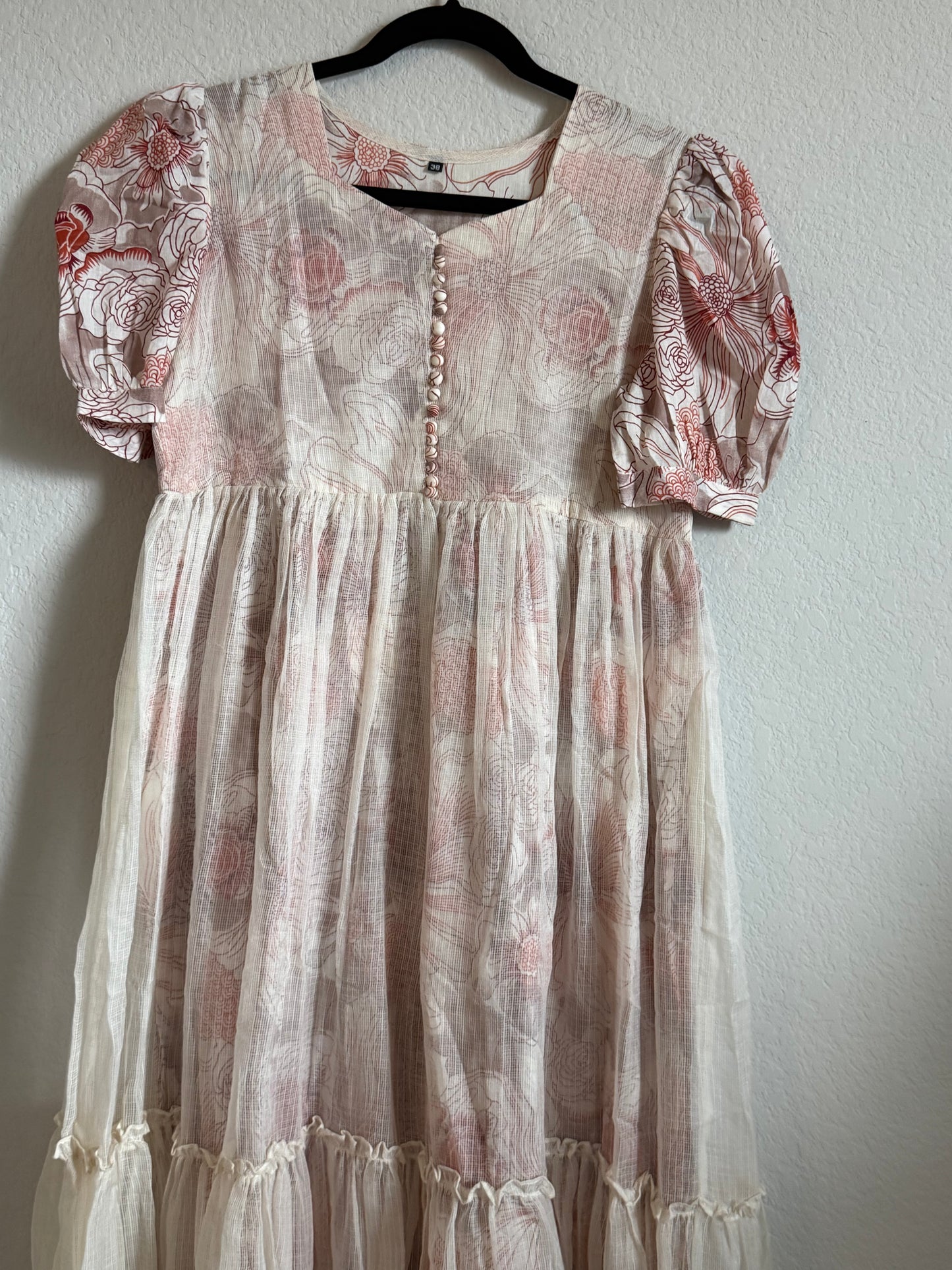 Half white Floral Kota Frock