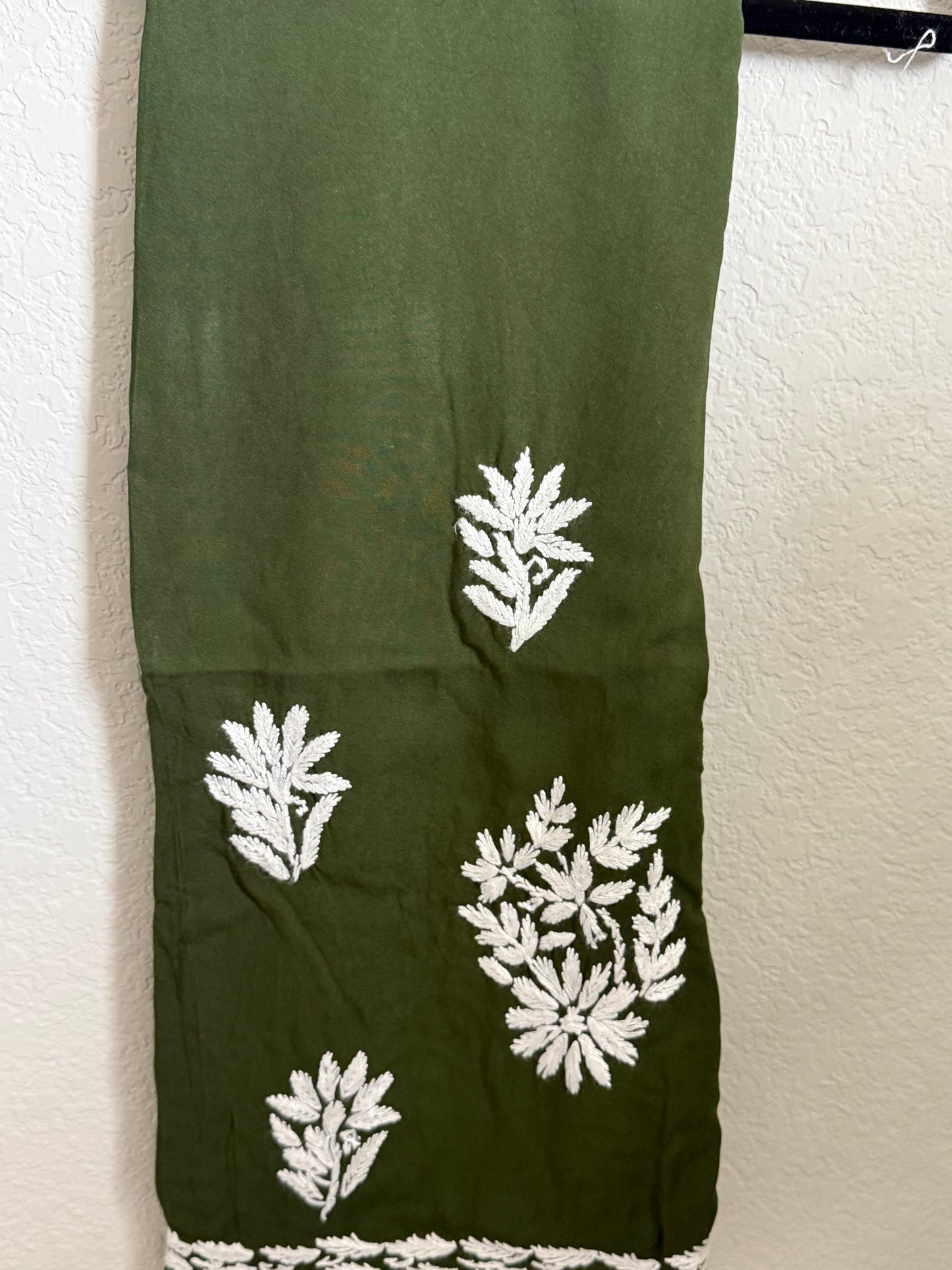 Bottle Green Rayon Chikankari Coord Set - Top with Palazzo