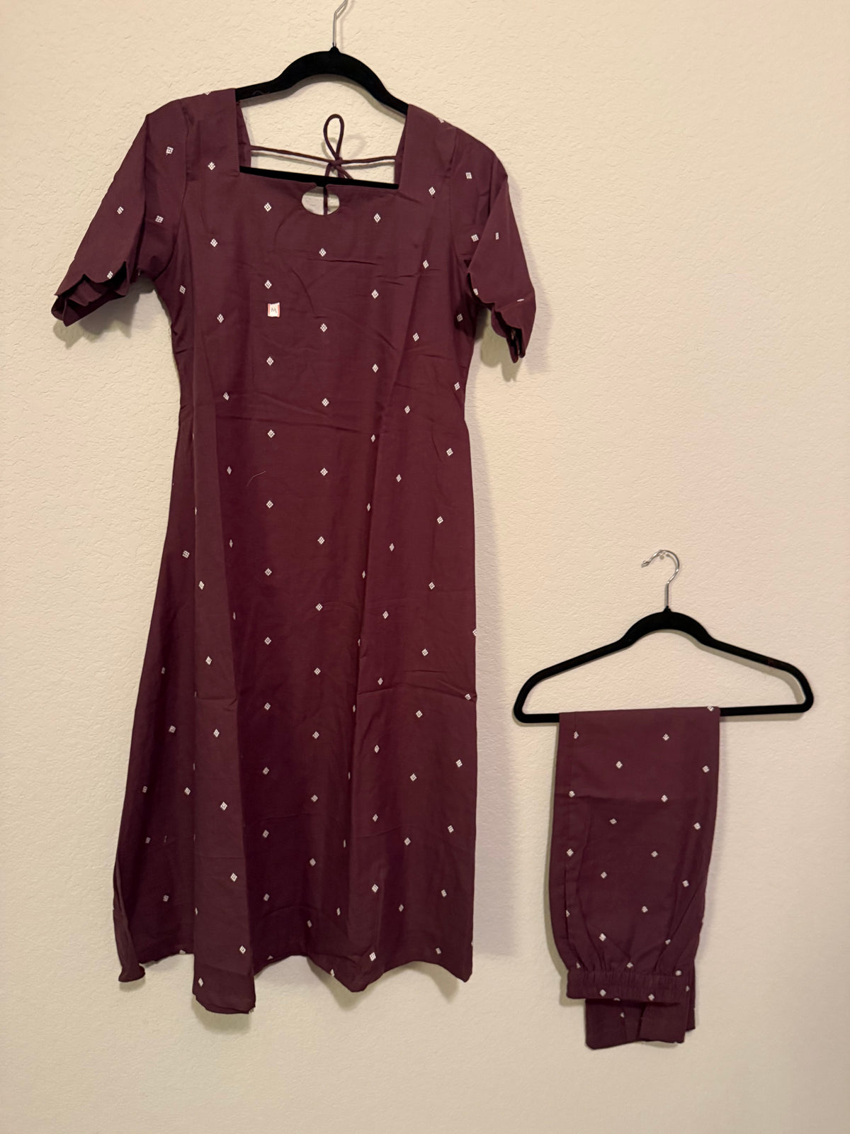 Plum Cotton A-line Customized Coord Set