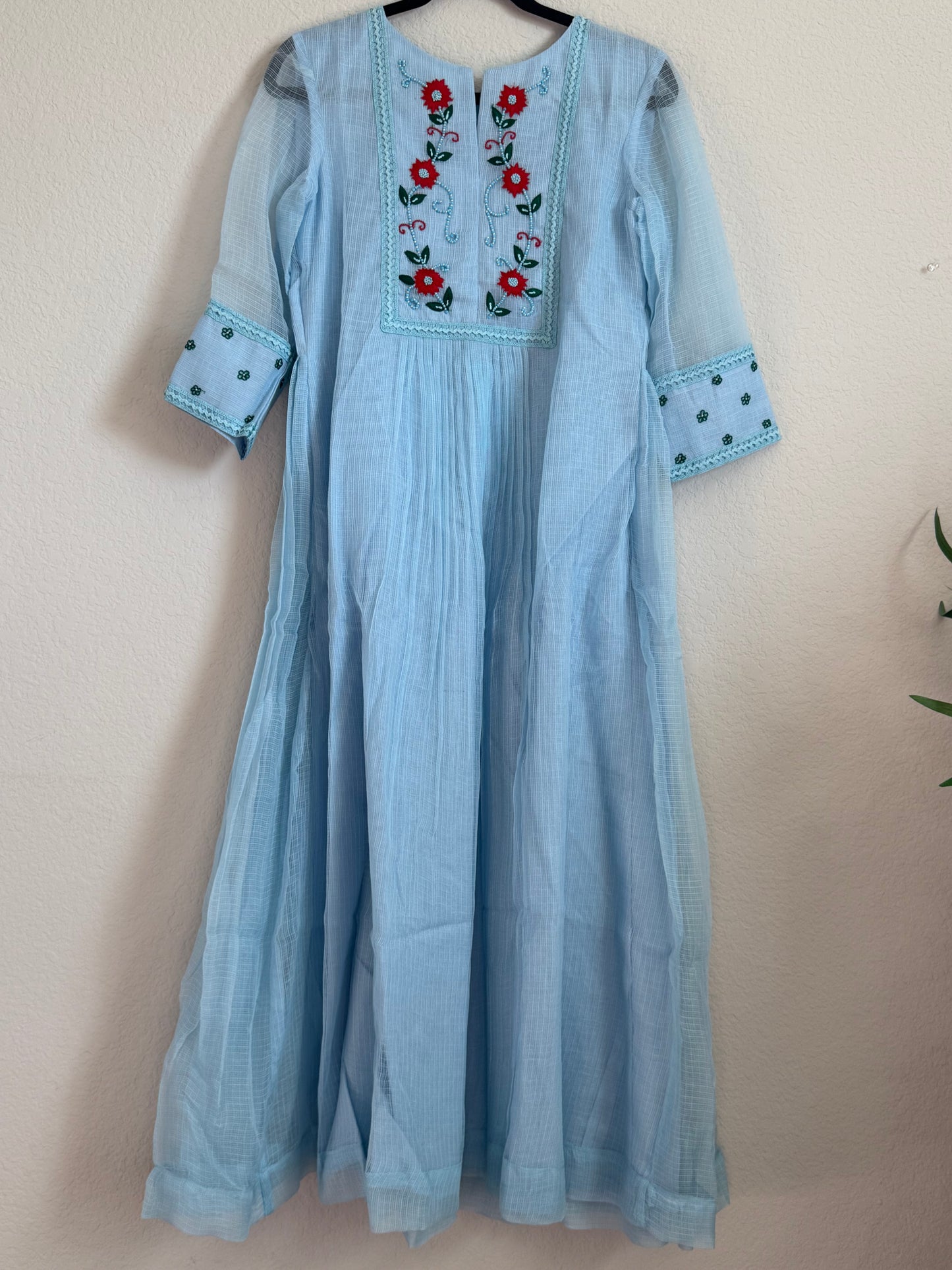 Powder Blue Kota Maggam Work Dress
