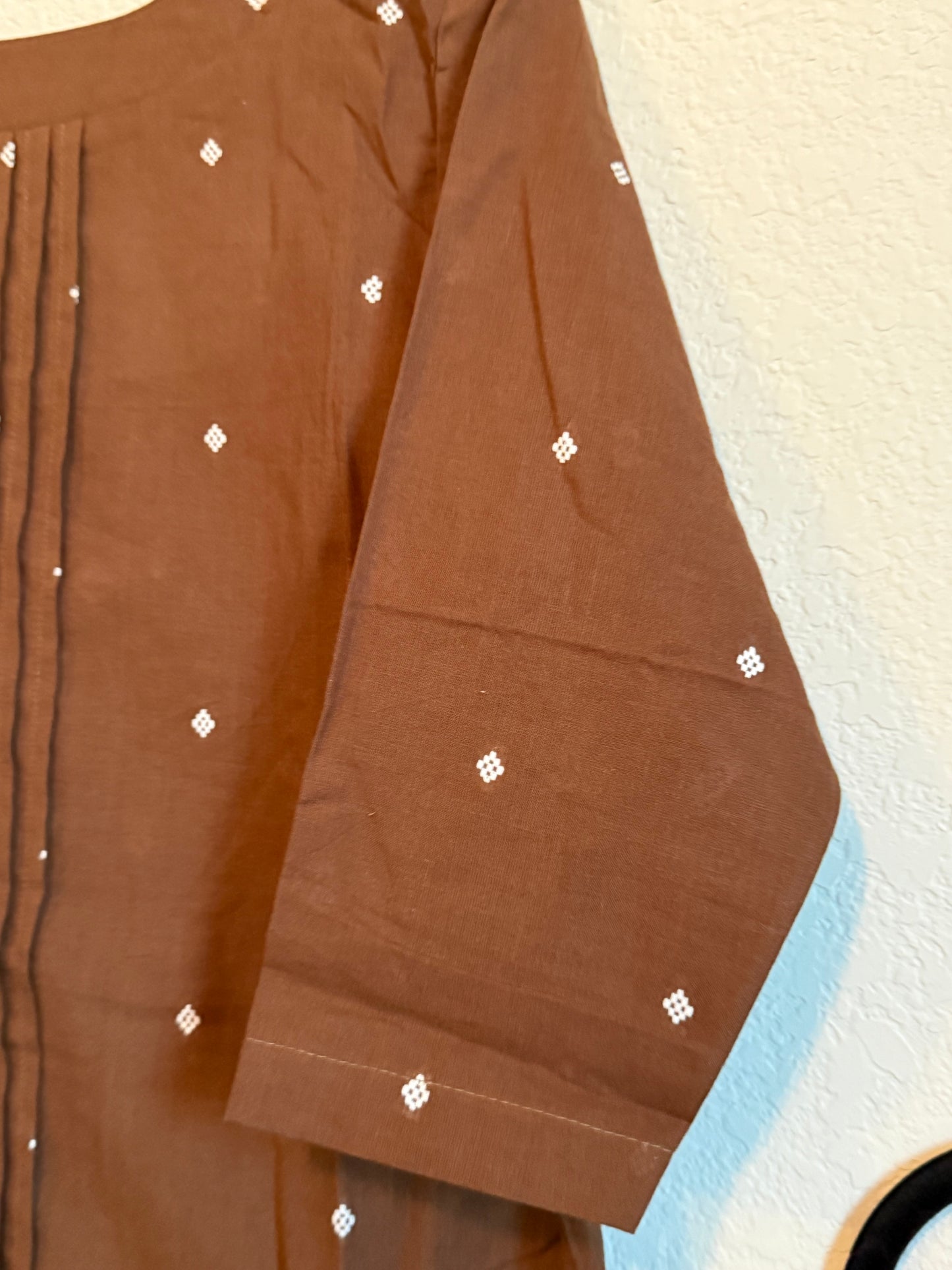 Brown Cotton A-line Customized Coord Set