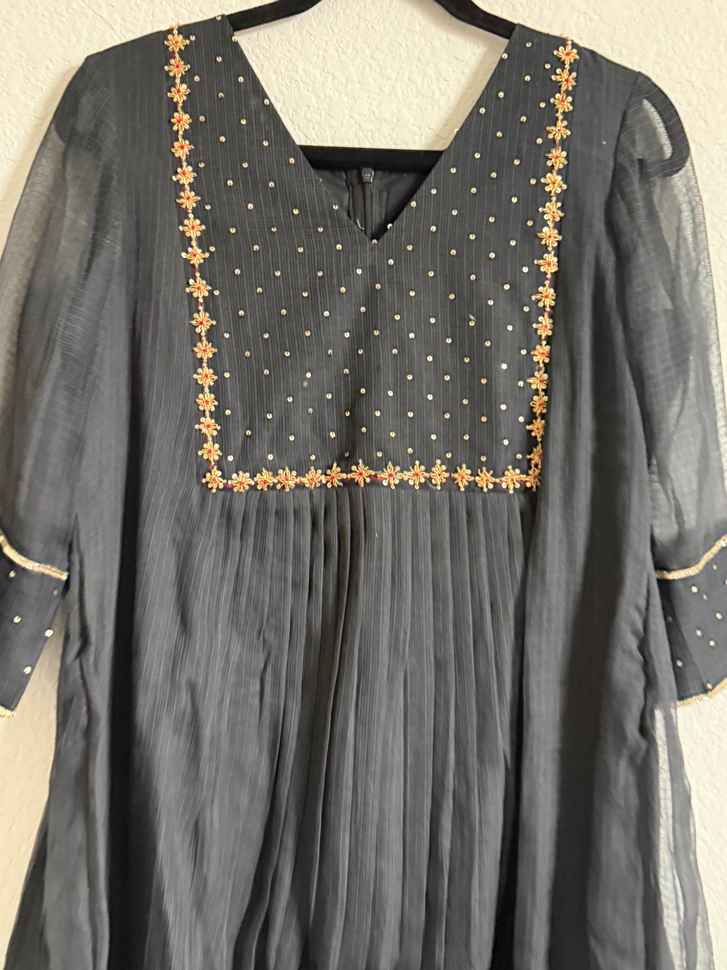 Black Kota Maggam Work Dress