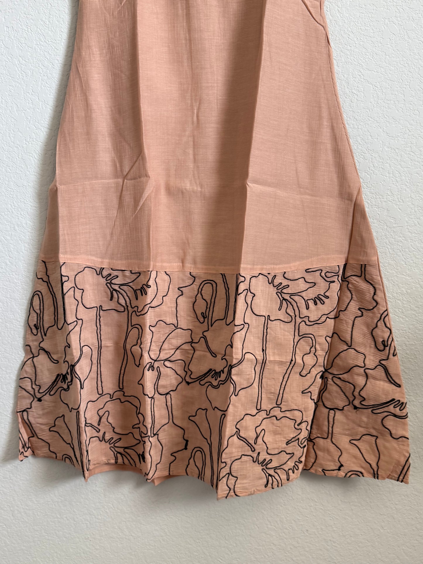 Peach Mul Chanderi Sleeveless A-line Dress