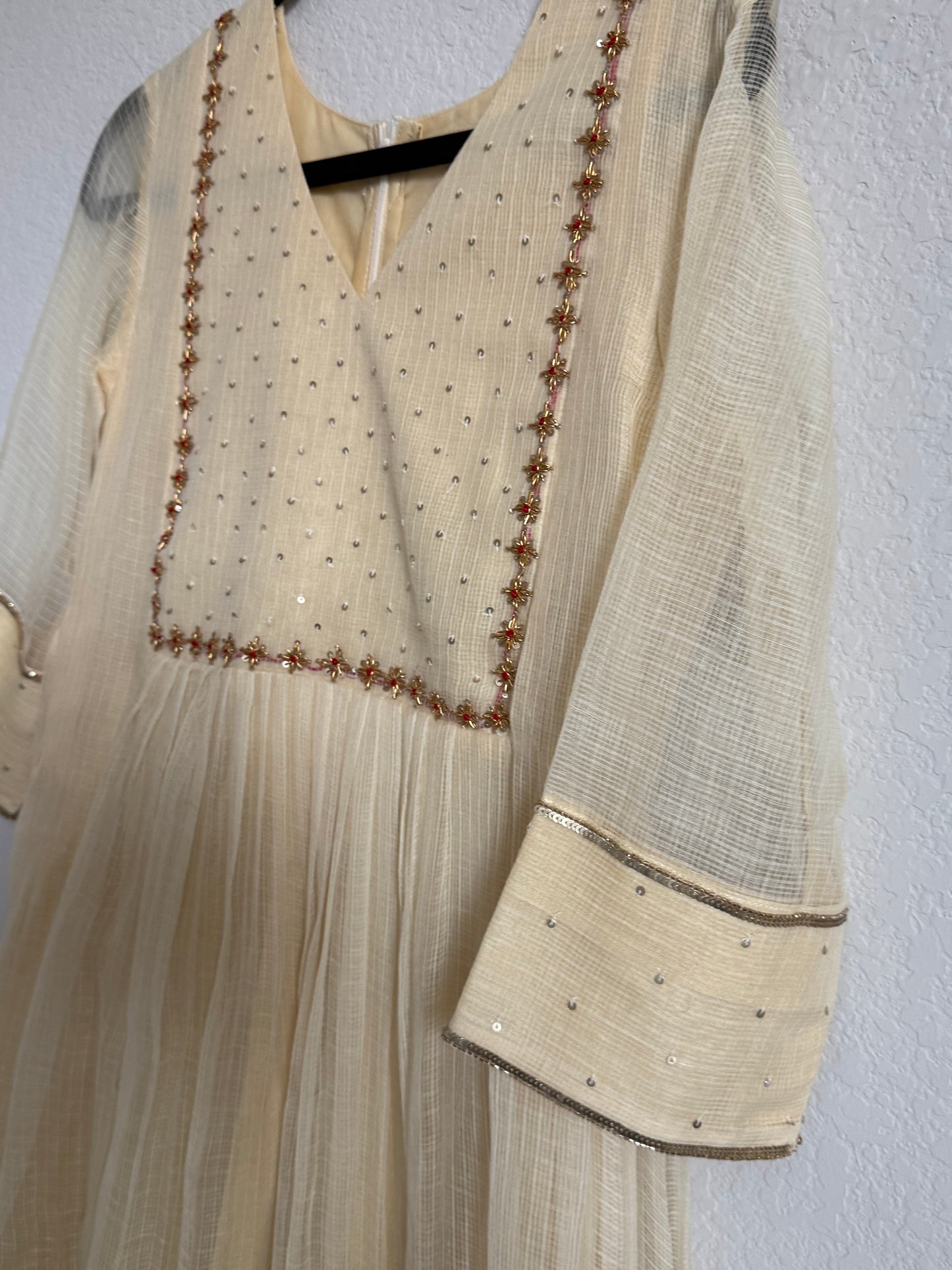 Biege Kota Maggam Work Dress