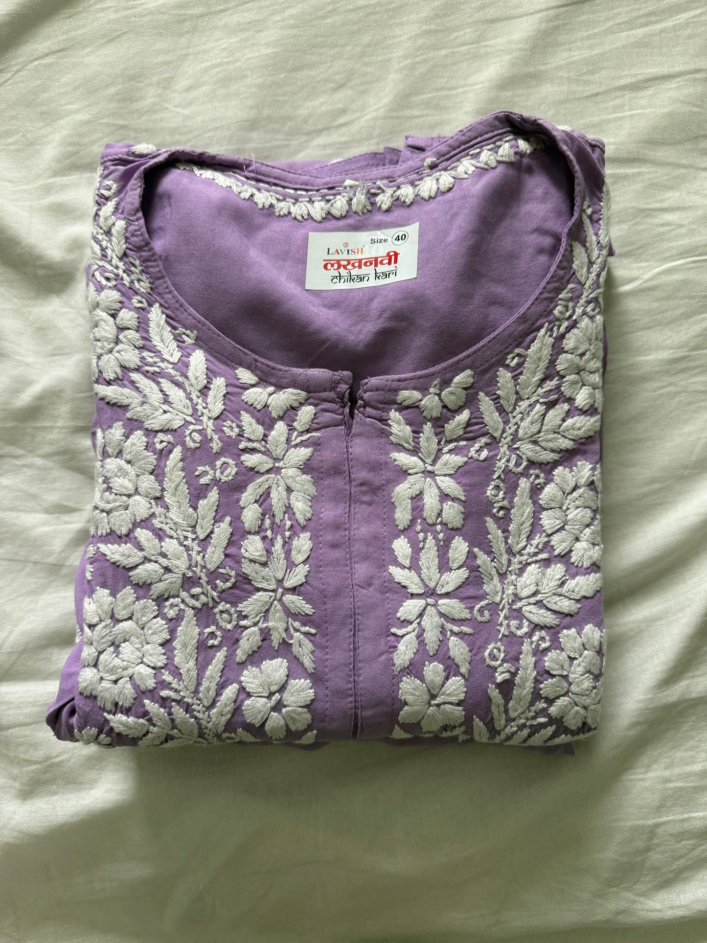 Lavendar Rayon Chikankari Coord Set - Top with Palazzo