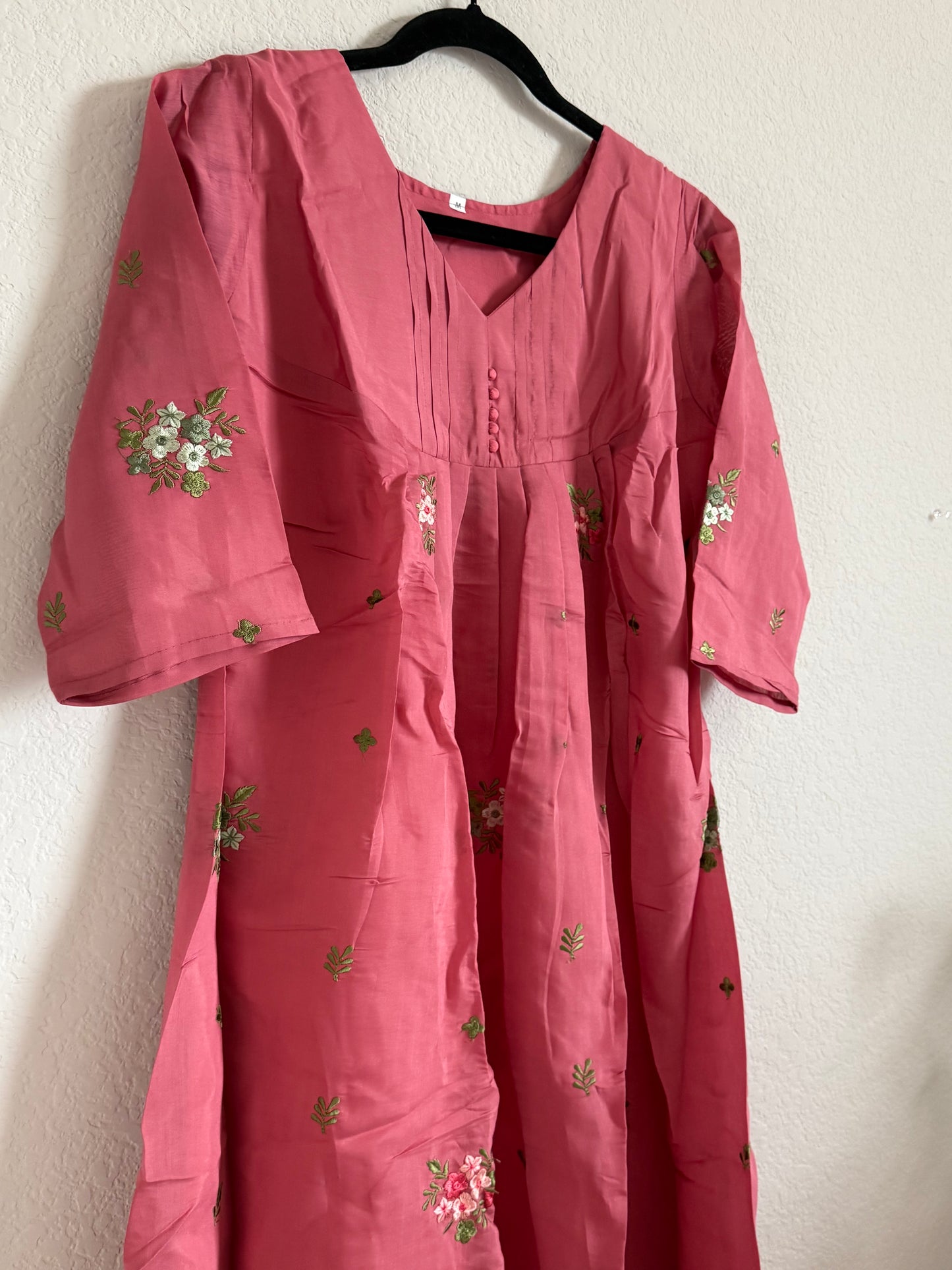 Peach Mul Chanderi A-line Kurti