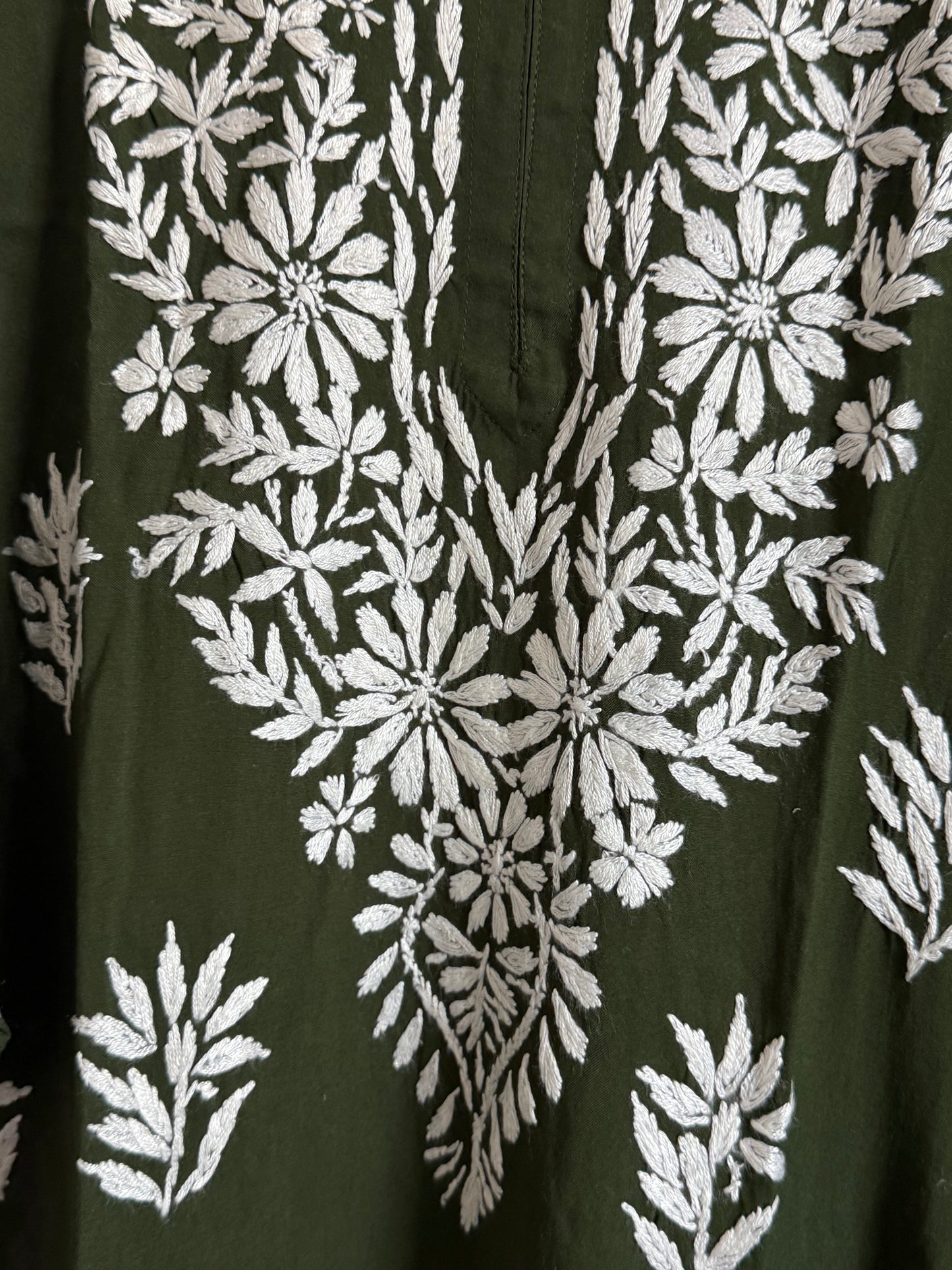 Bottle Green Rayon Chikankari Coord Set - Top with Palazzo