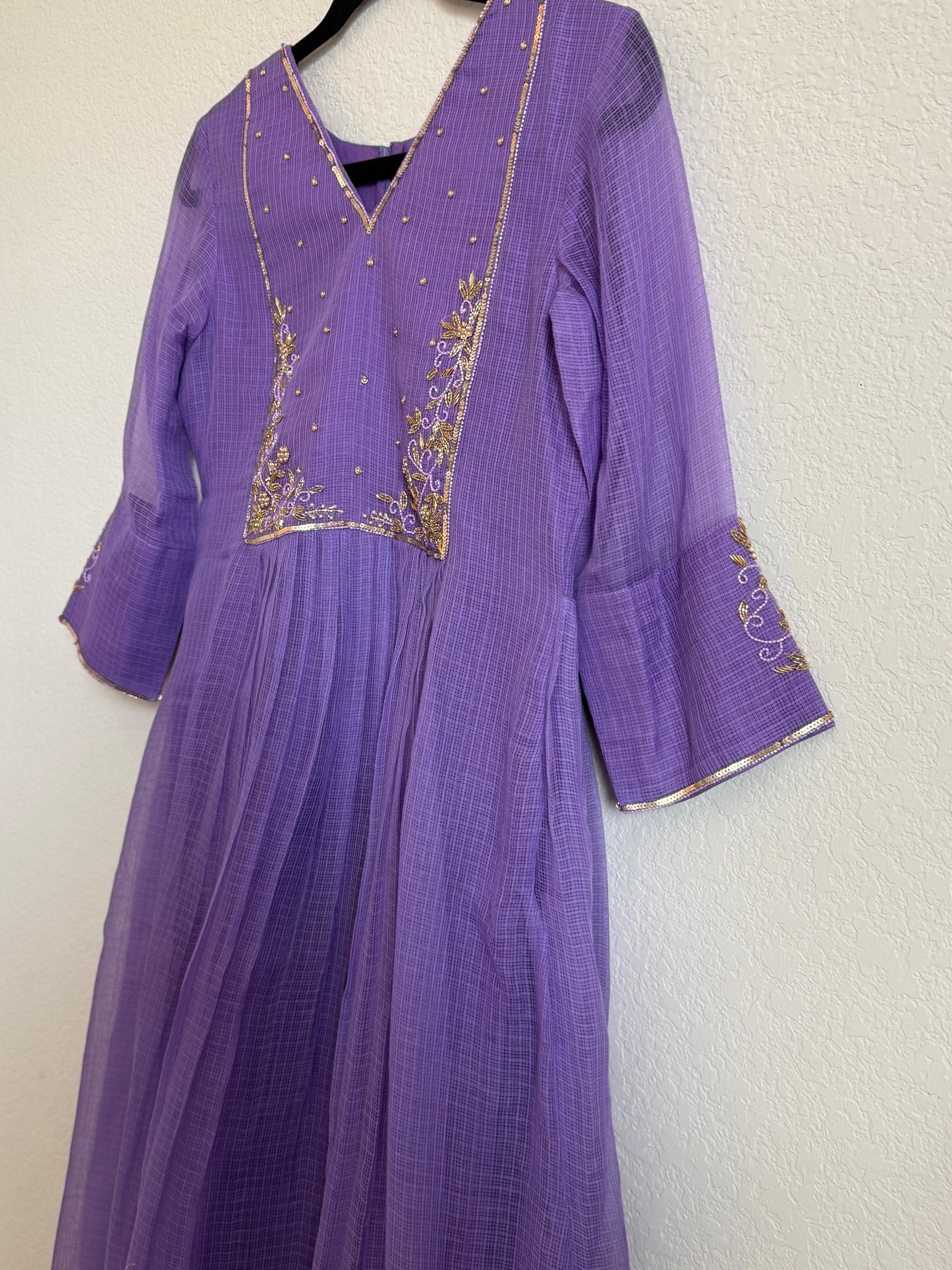 Lavendar Kota Maggam Work Dress