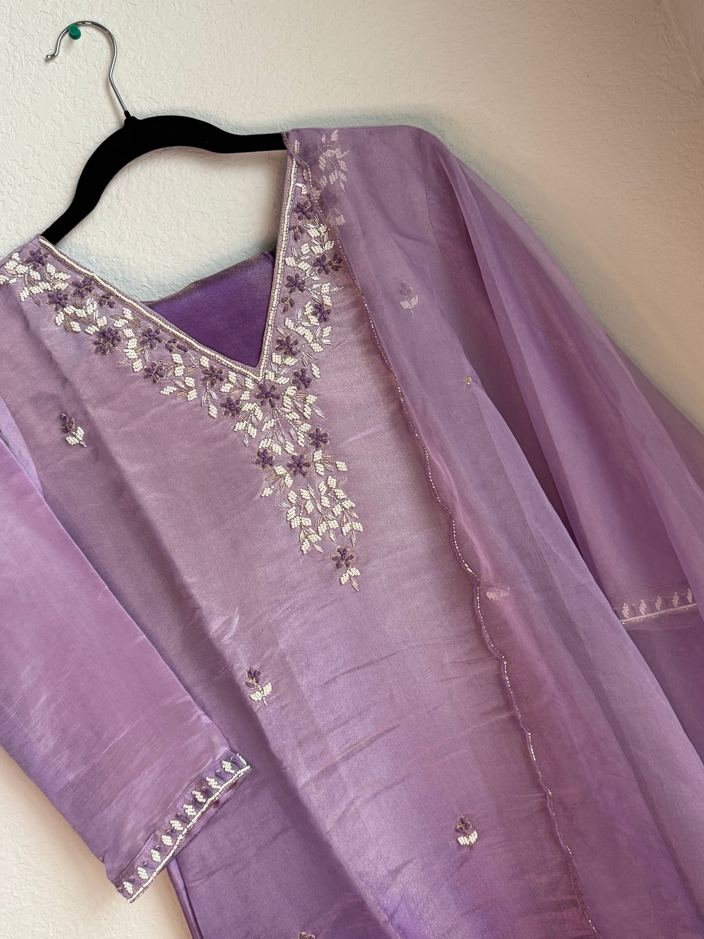 Lavendar pure tissue handwork butties A-line suit set