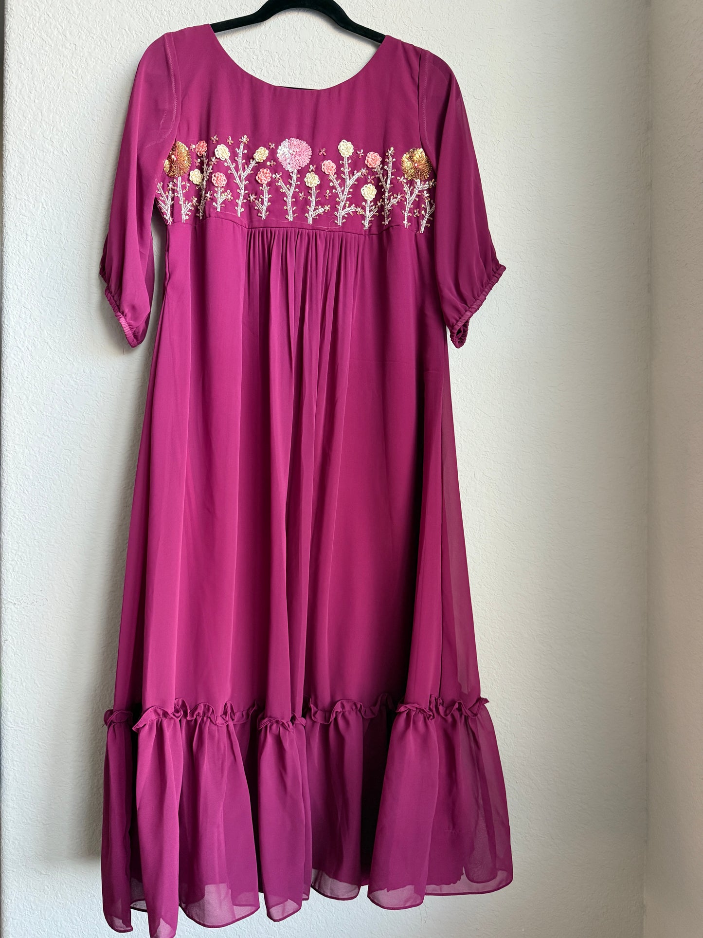 Magenta pink wine customized handwork tunic
