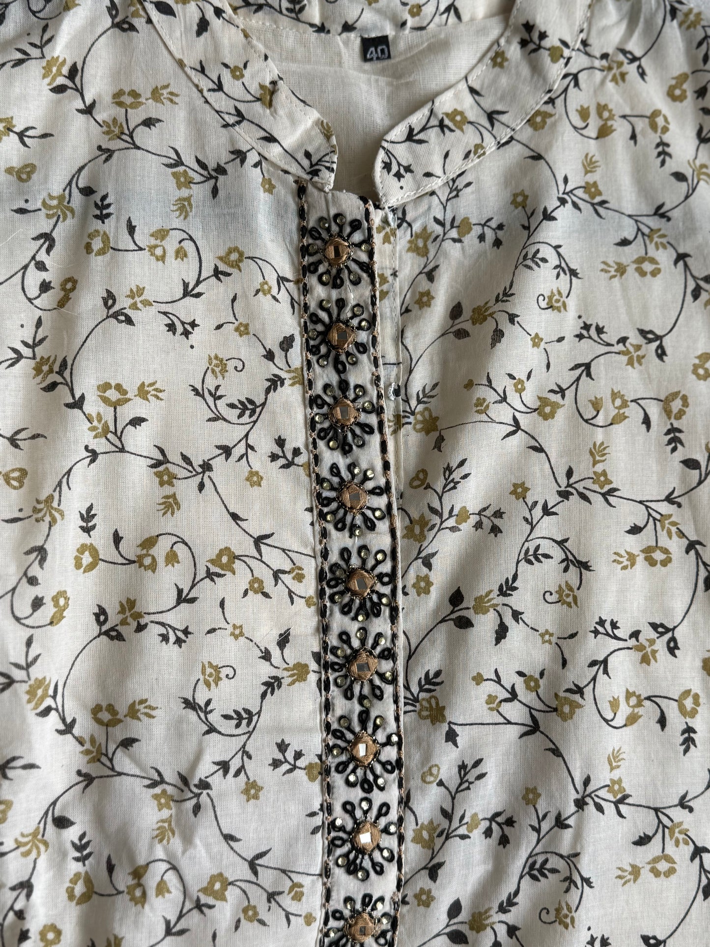 Cotton high low half white with green kurti set